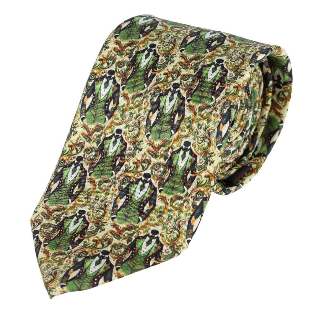 Big and Tall Shall We Dance Silk Novelty Neck Tie - Green
