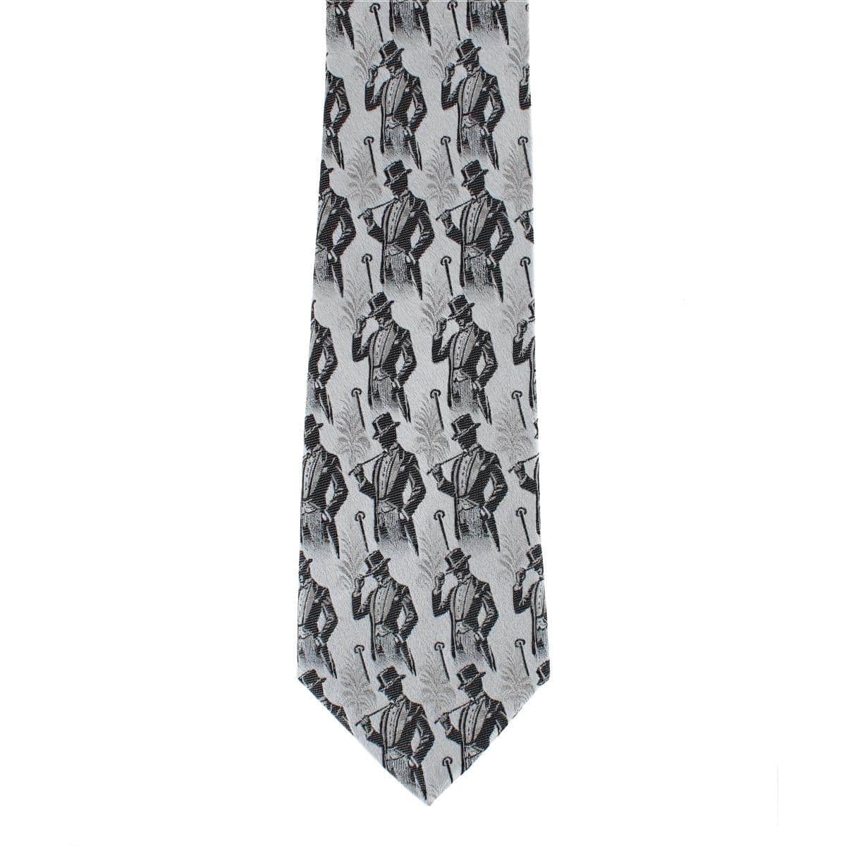 Big & Tall Ambrose Dapper Night Silk Novelty Necktie - Silver and Black