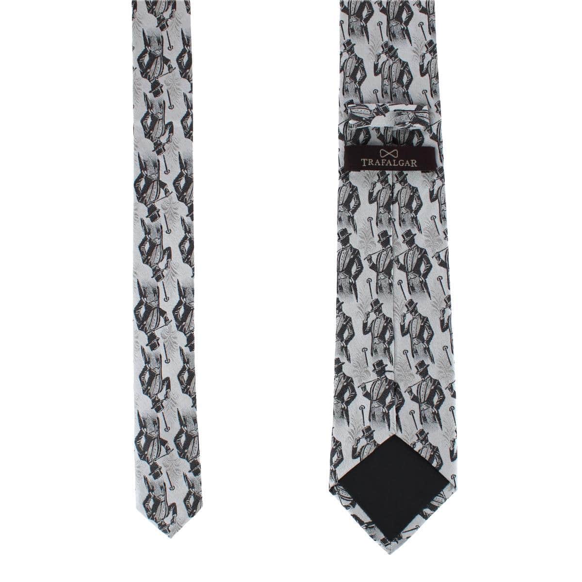 Big & Tall Ambrose Dapper Night Silk Novelty Necktie - Silver and Black