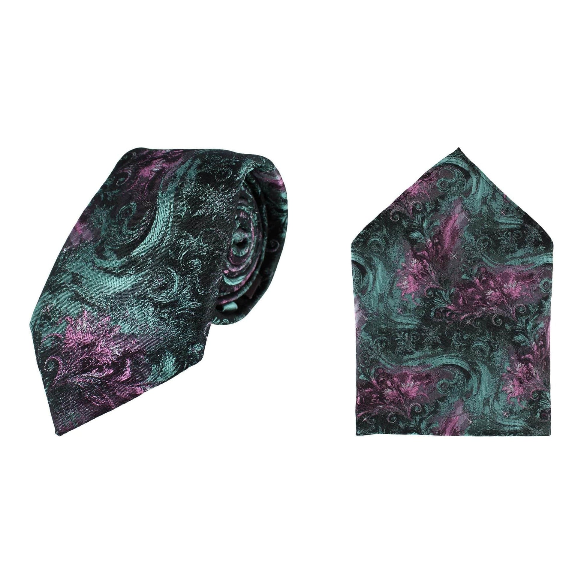 Big and Tall Arcane Storm Silk Tie & Pocket Square Bundle - Multiple