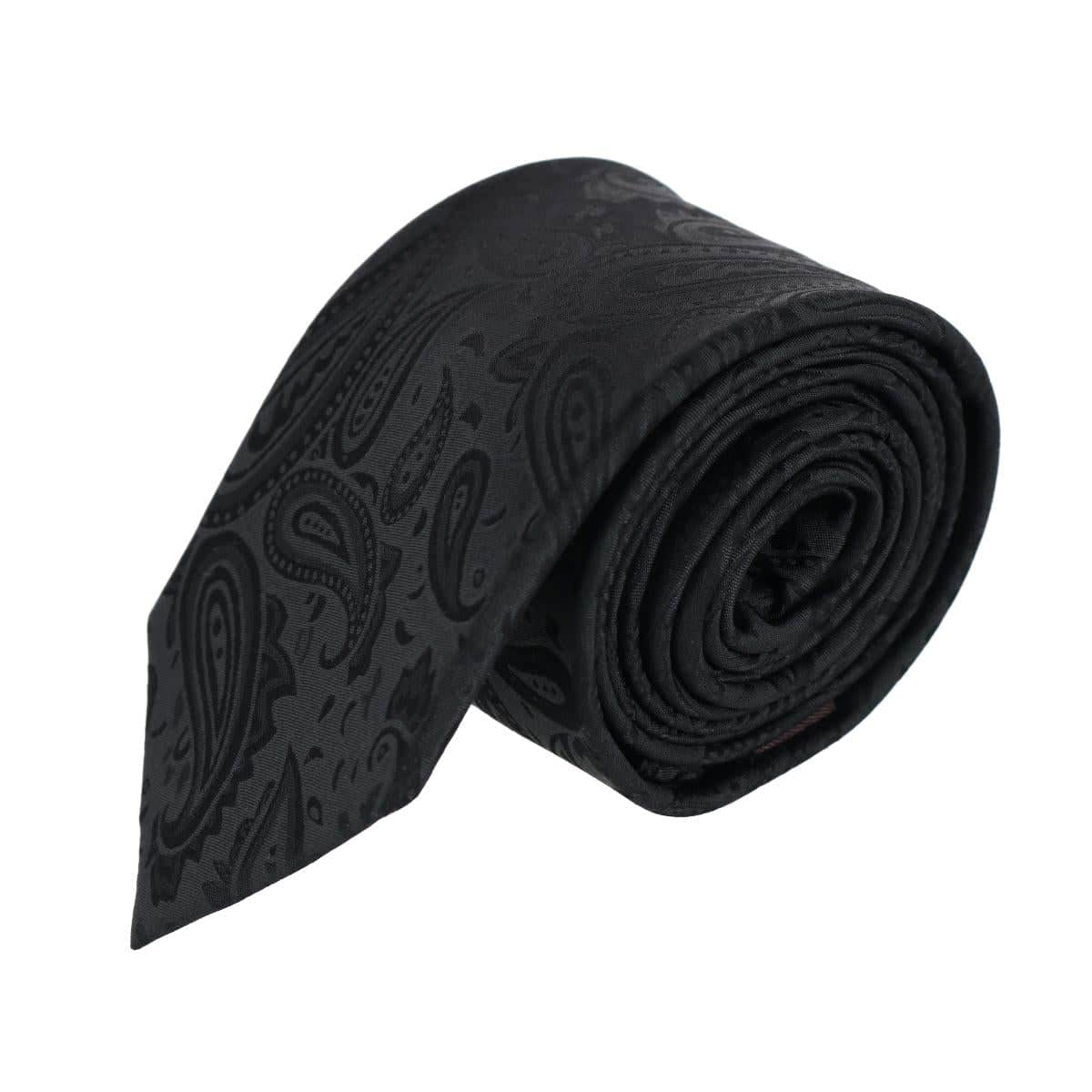 Big and Tall Banbury Tone on Tone Paisley Silk Necktie - Black