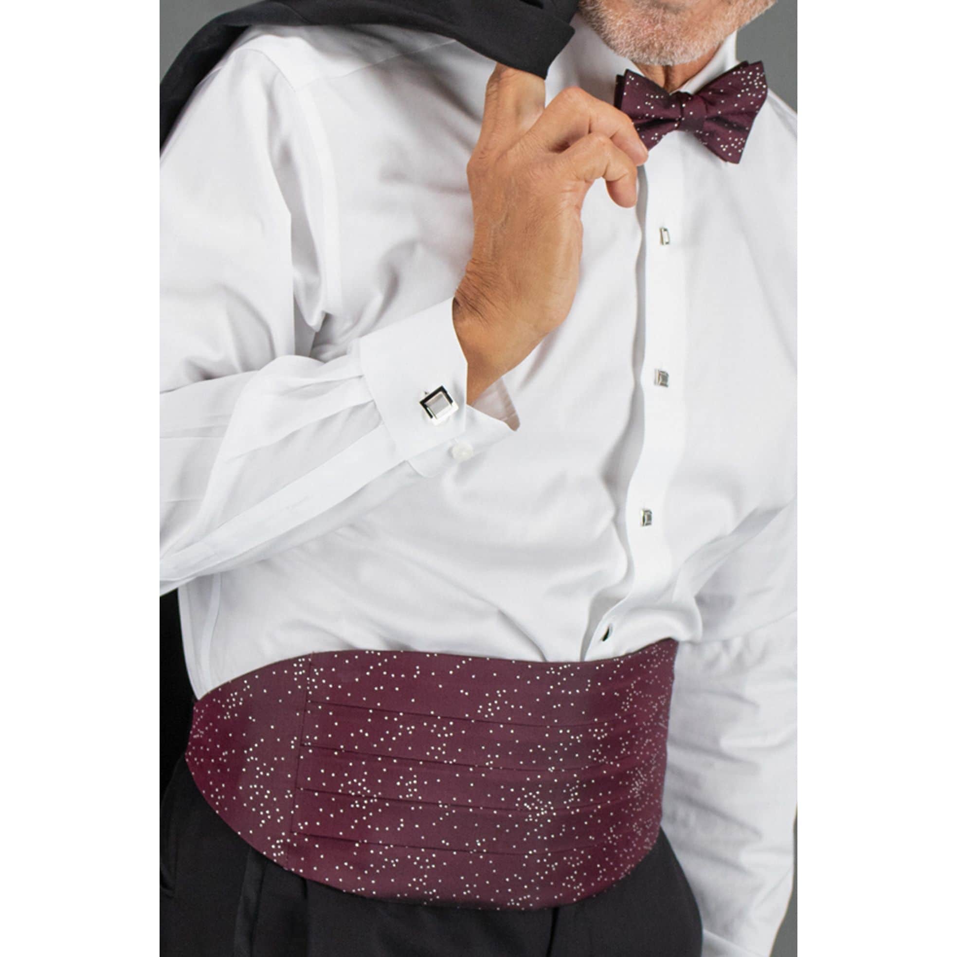 Mystere Metallic Star Light Cummerbund - Merlot