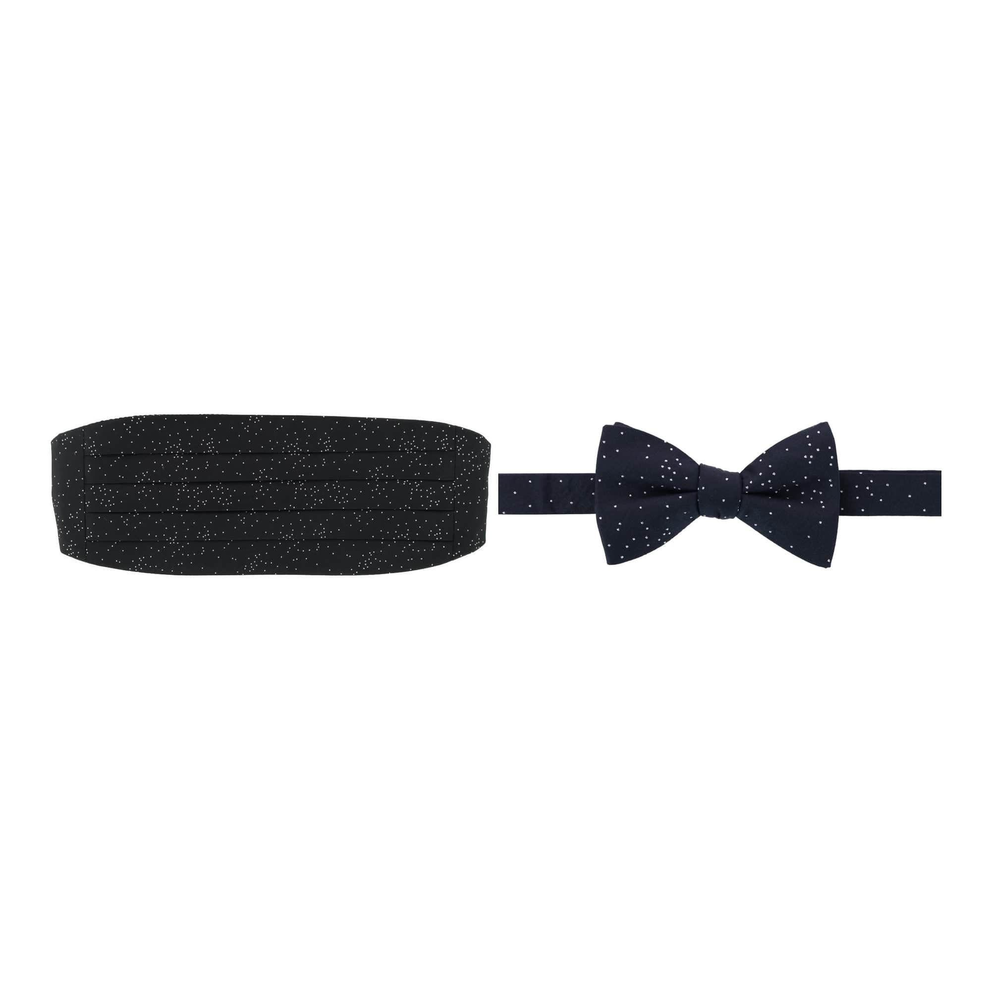 Mystere Metallic Star Light Cummerbund & Bow Tie Bundle - Black