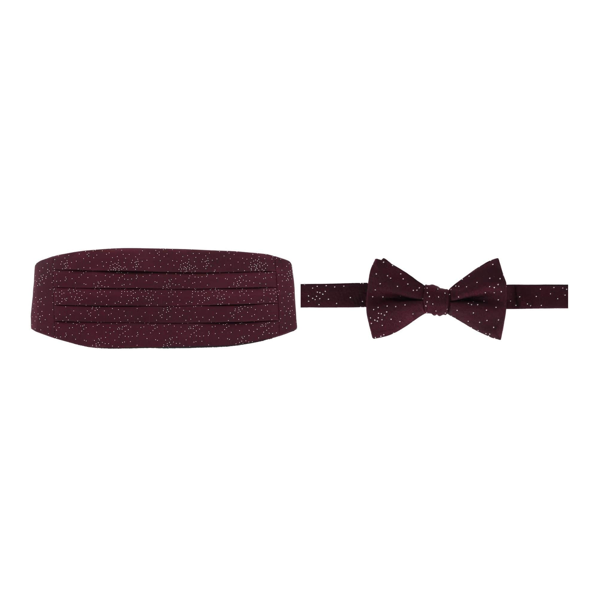 Mystere Metallic Star Light Cummerbund & Bow Tie Bundle - Merlot