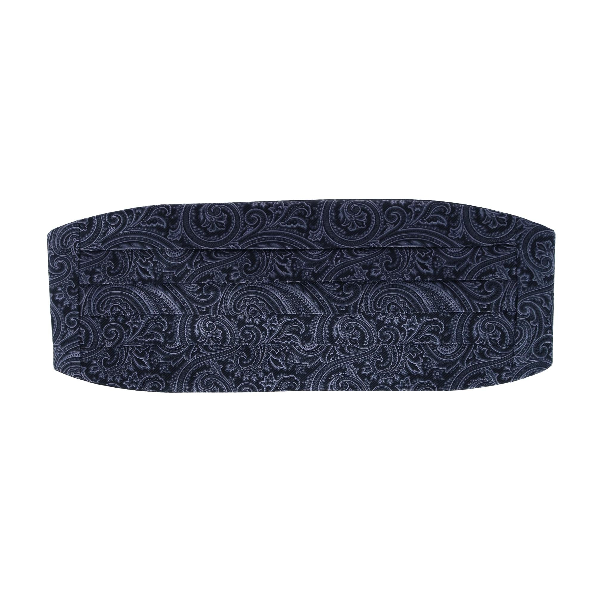 Sobee Paisley Silk Cummerbund - Black Paisley