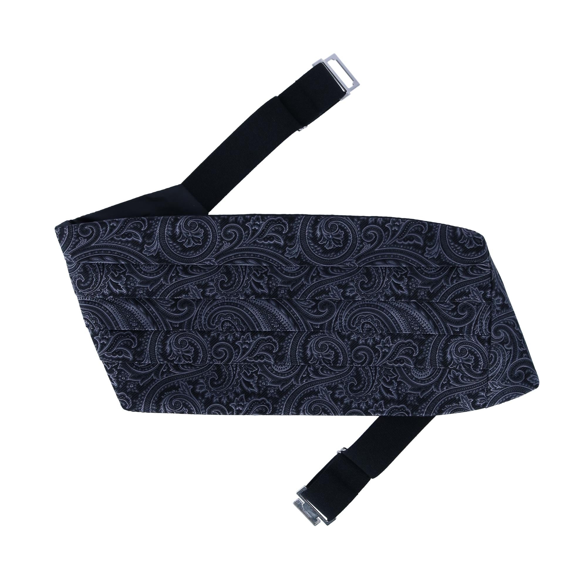 Sobee Paisley Silk Cummerbund - Black Paisley