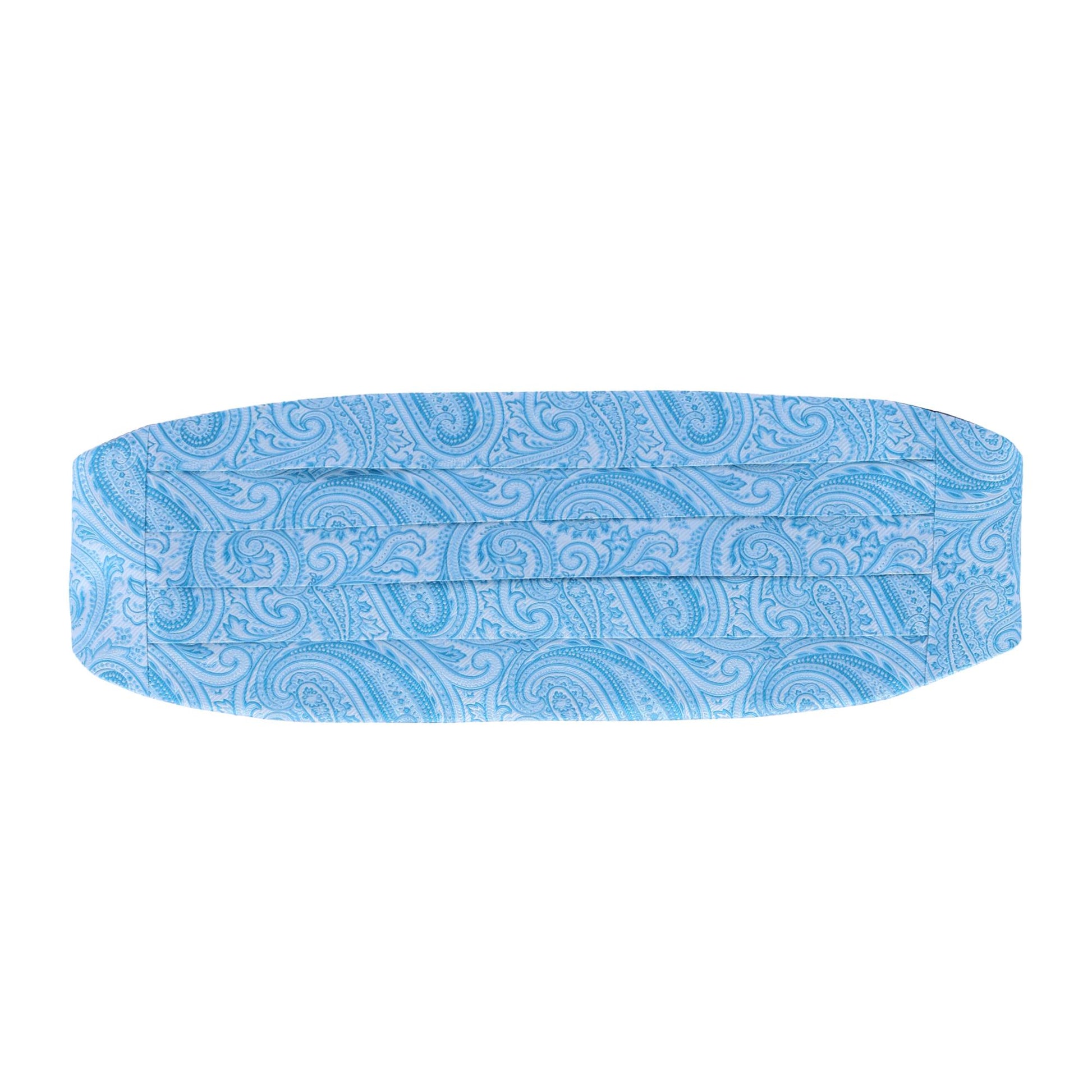 Sobee Paisley Silk Cummerbund - Light Blue Paisley
