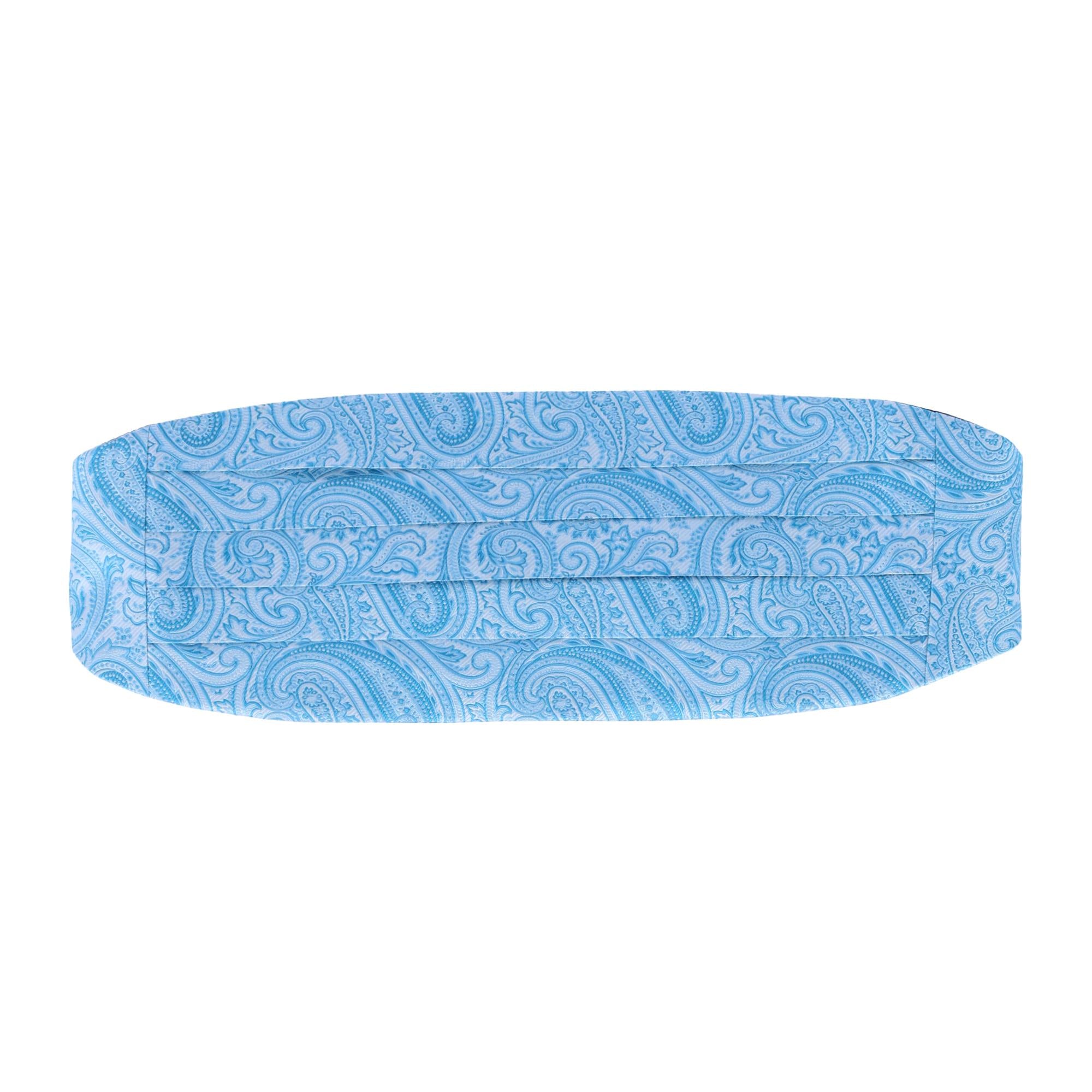 Sobee Paisley Silk Cummerbund - Light Blue Paisley