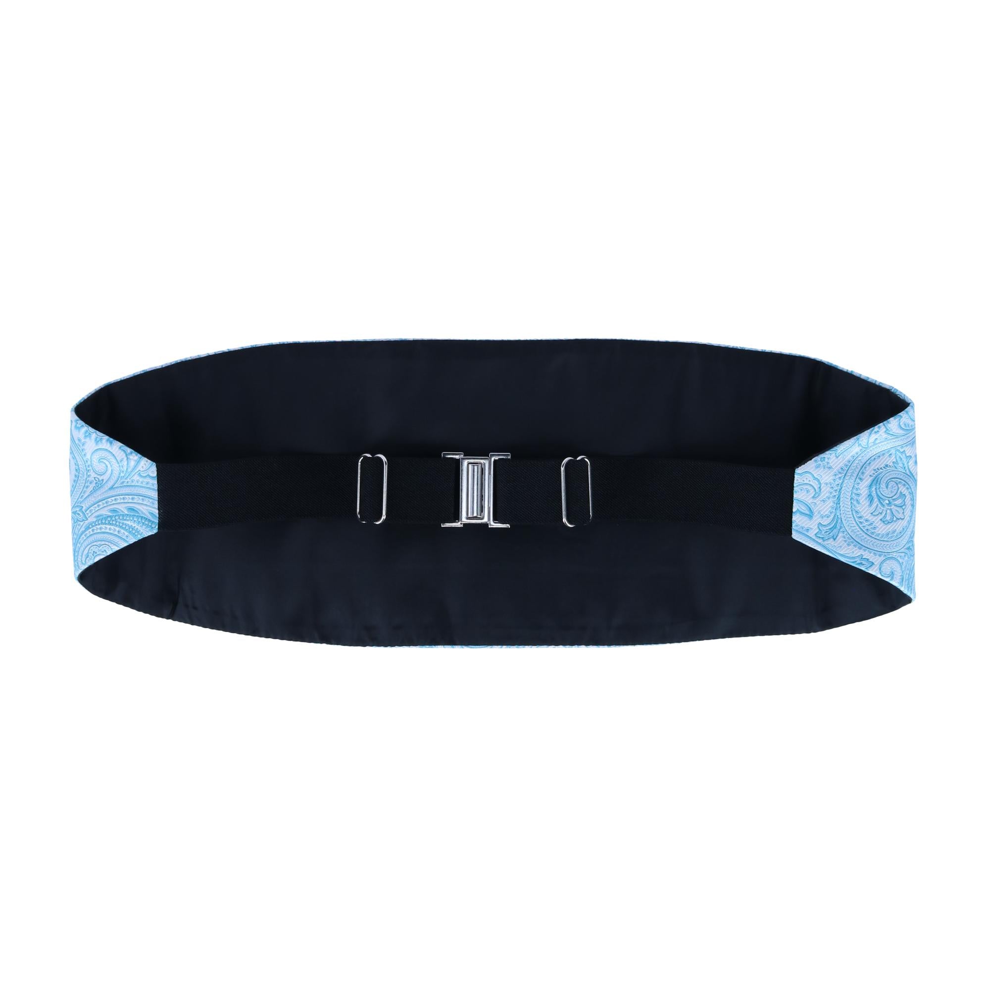 Sobee Paisley Silk Cummerbund - Light Blue Paisley