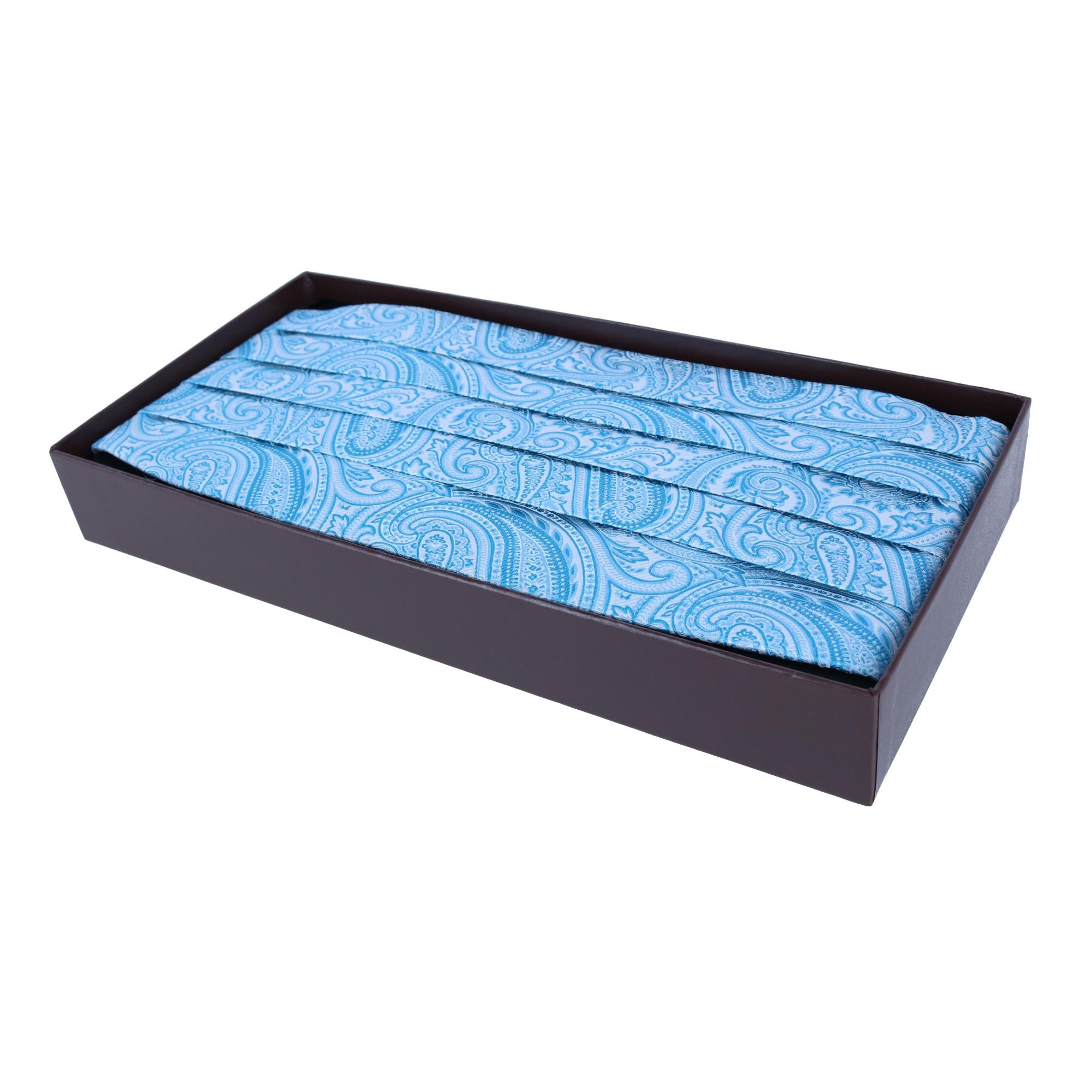 Sobee Paisley Silk Cummerbund - Light Blue Paisley