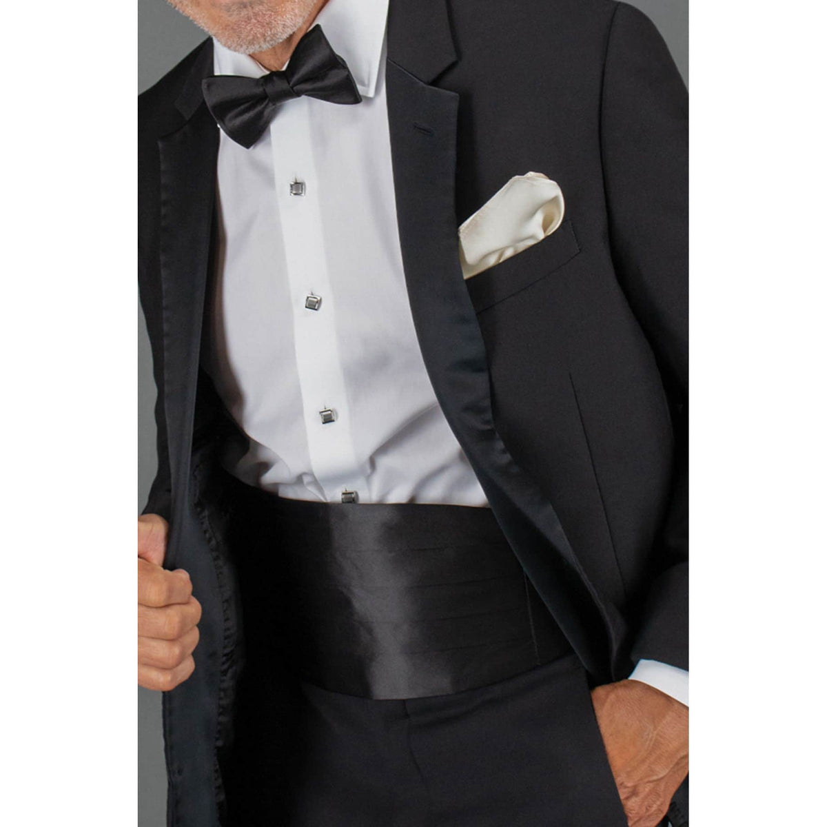 Sutton Solid Color Silk Cummerbund - Black