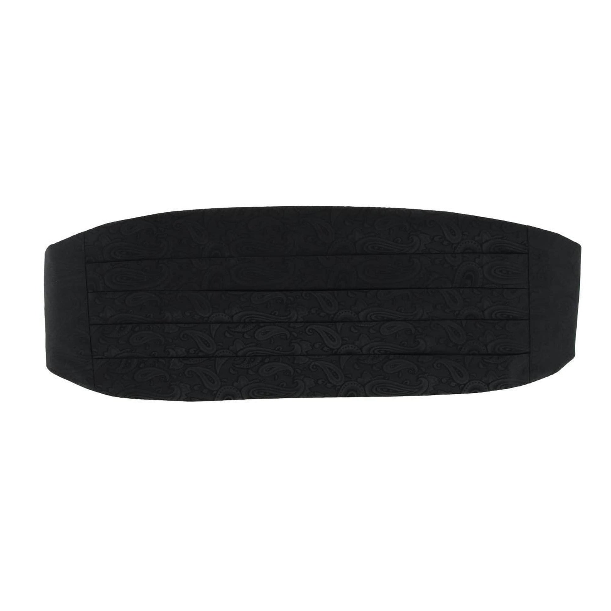 Banbury Tone on Tone Paisley Silk Cummerbund & Bow Tie Bundle - Black