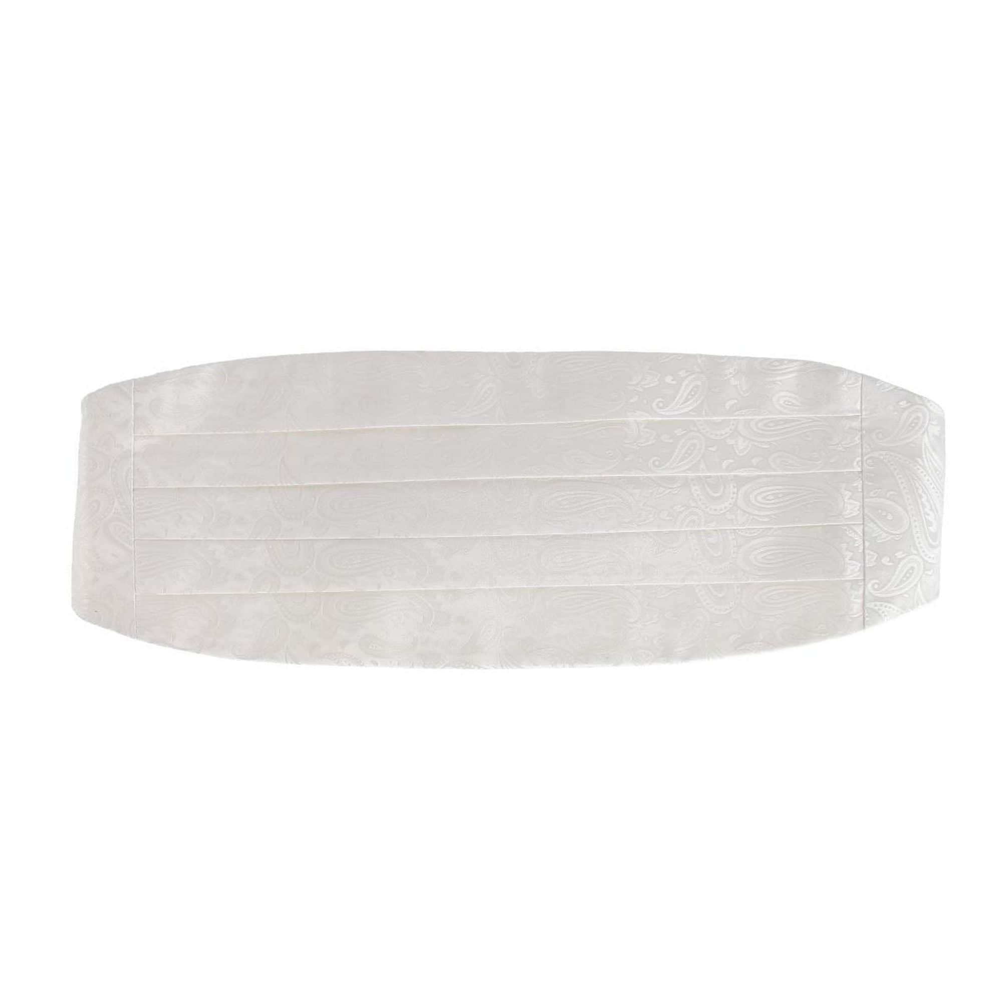Banbury Tone on Tone Paisley Silk Cummerbund & Bow Tie Bundle - White
