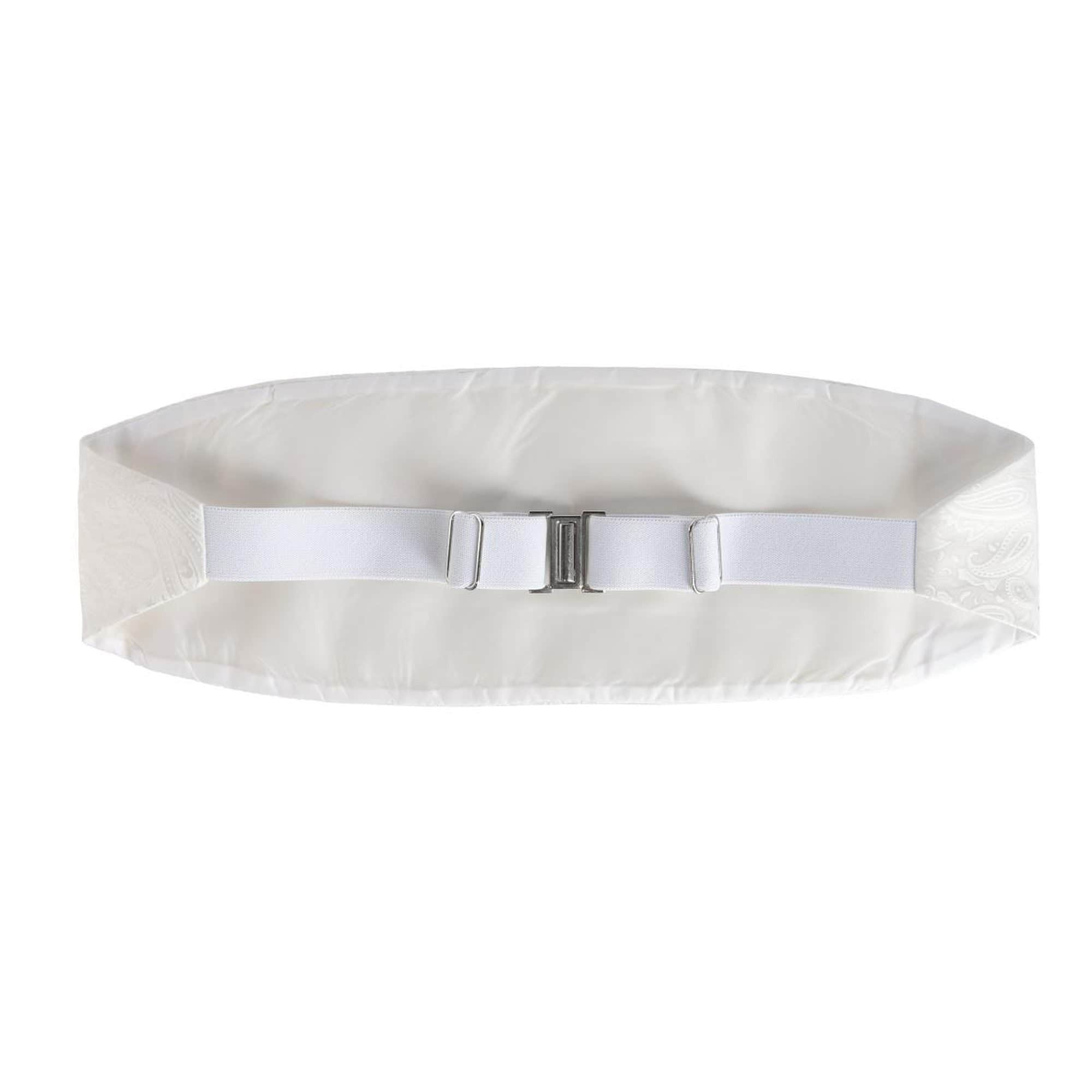 Banbury Tone on Tone Paisley Silk Cummerbund & Bow Tie Bundle - White