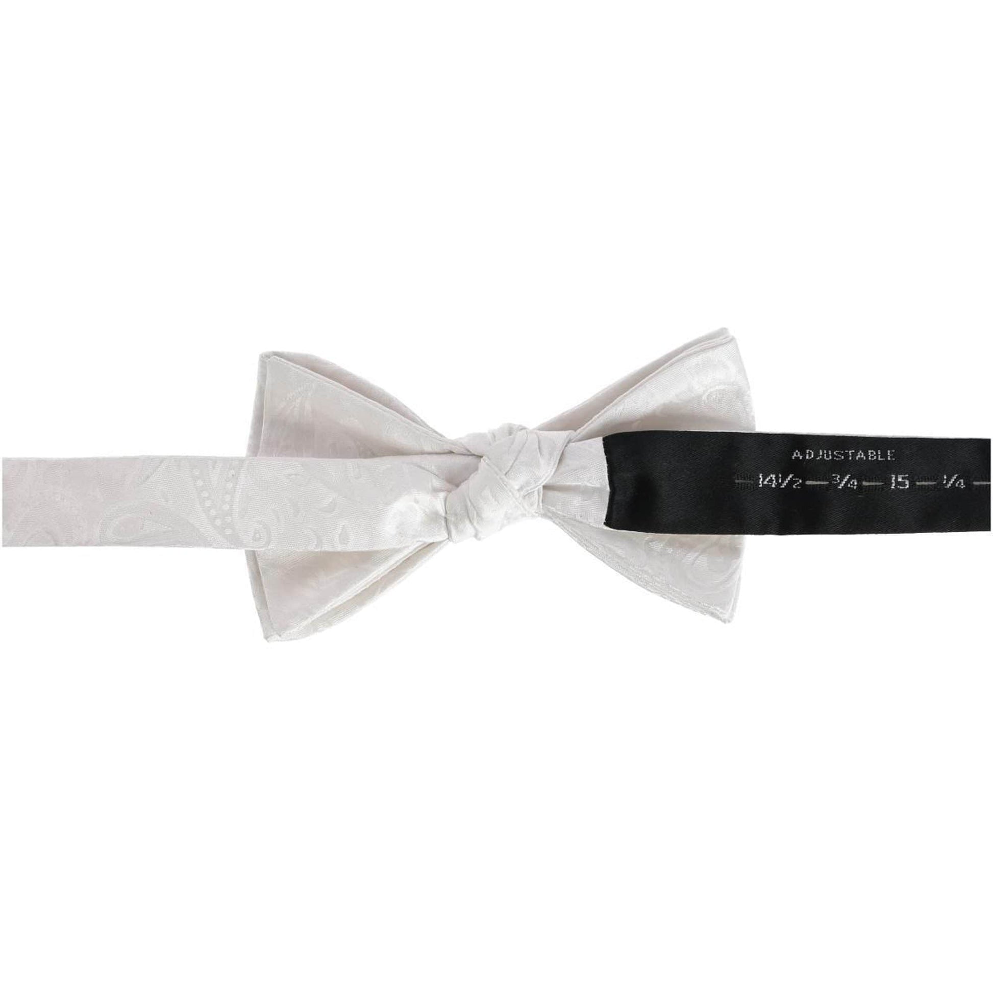 Banbury Tone on Tone Paisley Silk Cummerbund & Bow Tie Bundle - White