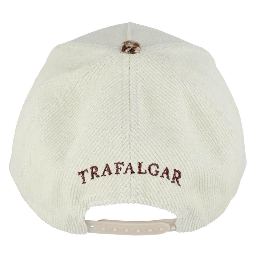 Trafalgar's 5 Panel Corduroy Baseball Hat with Plaid Brim - Beige with Plaid Brim