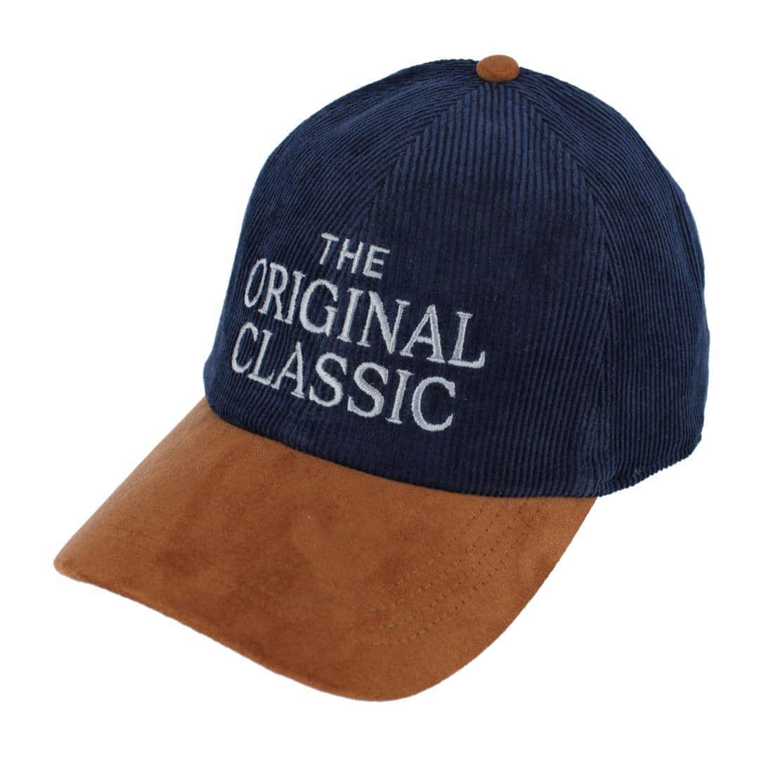 Trafalgar's The Original Classic 5 Panel Corduroy Baseball Hat with Faux Suede Brim - Navy