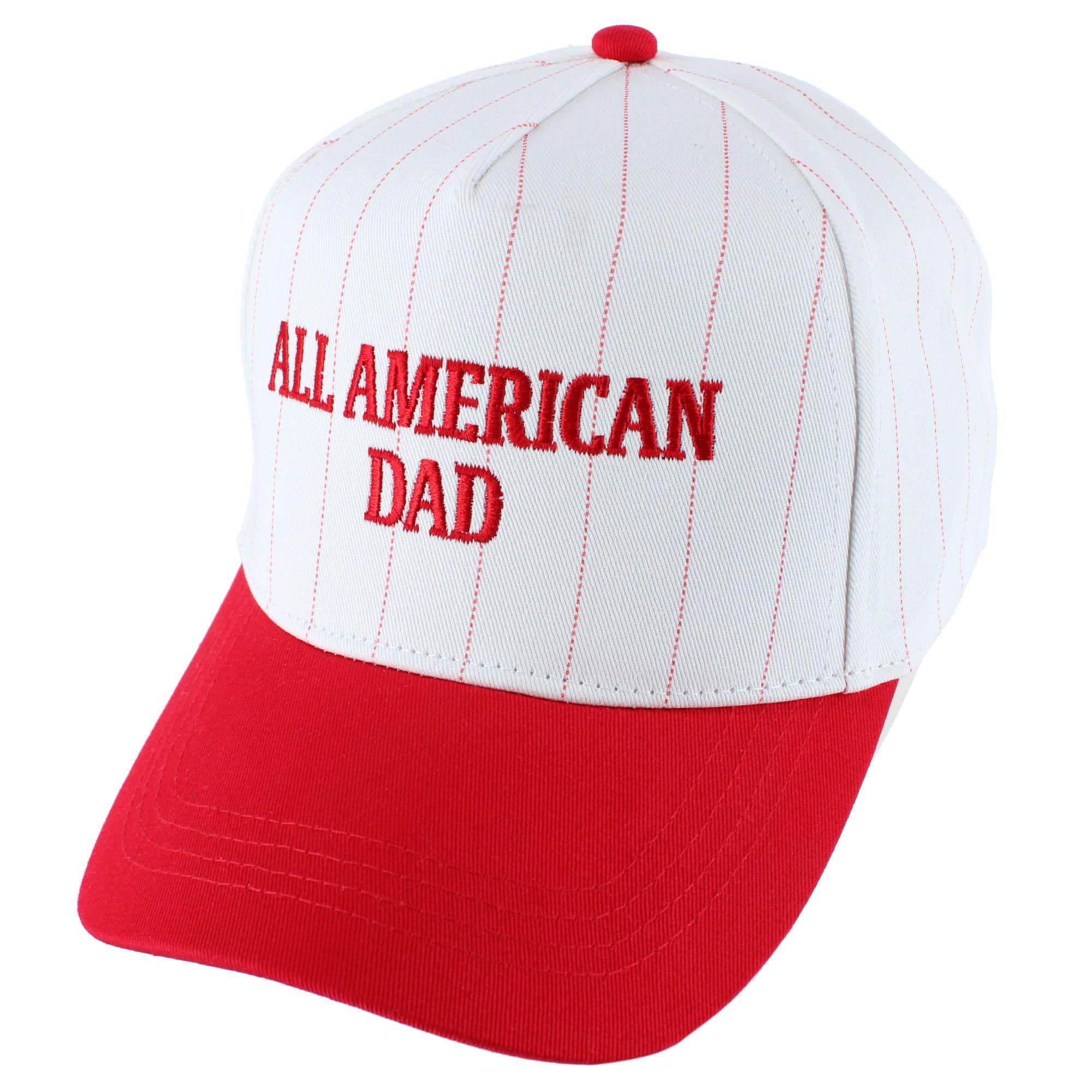 All American Dad Pinstripe Baseball Hat - Red