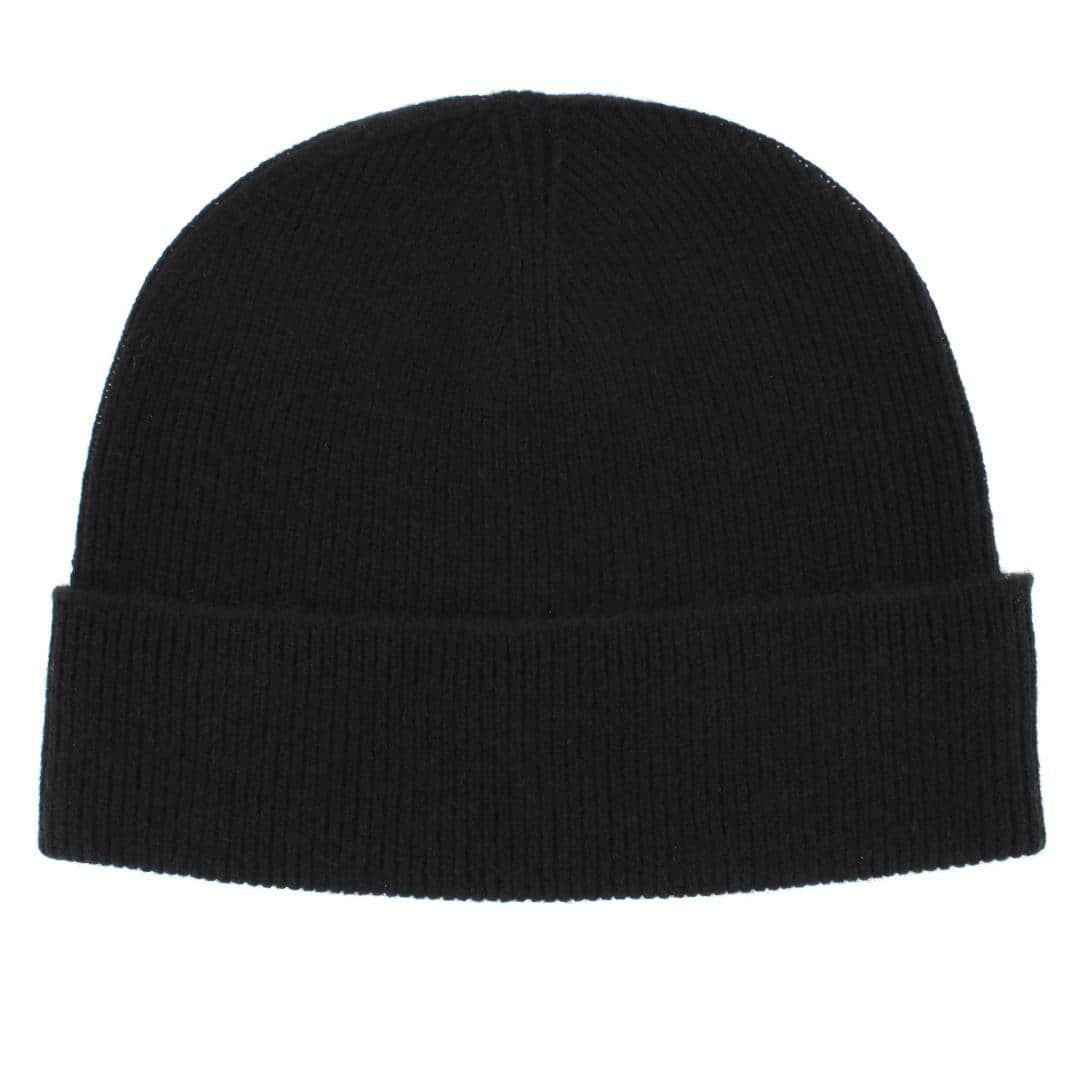 Camden Cashmere Solid Colored Micro Ribbed Beanie - Black
