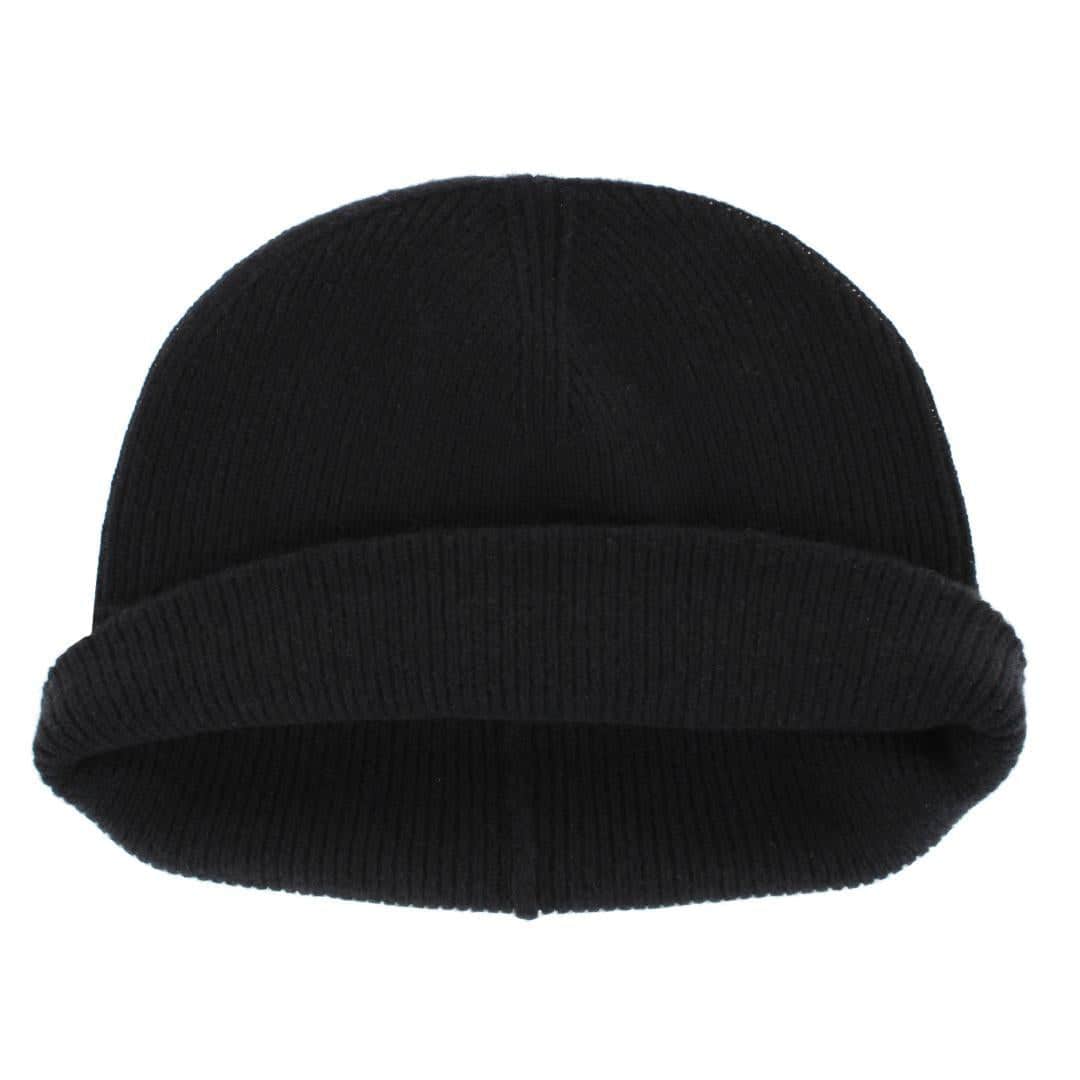 Camden Cashmere Solid Colored Micro Ribbed Beanie - Black