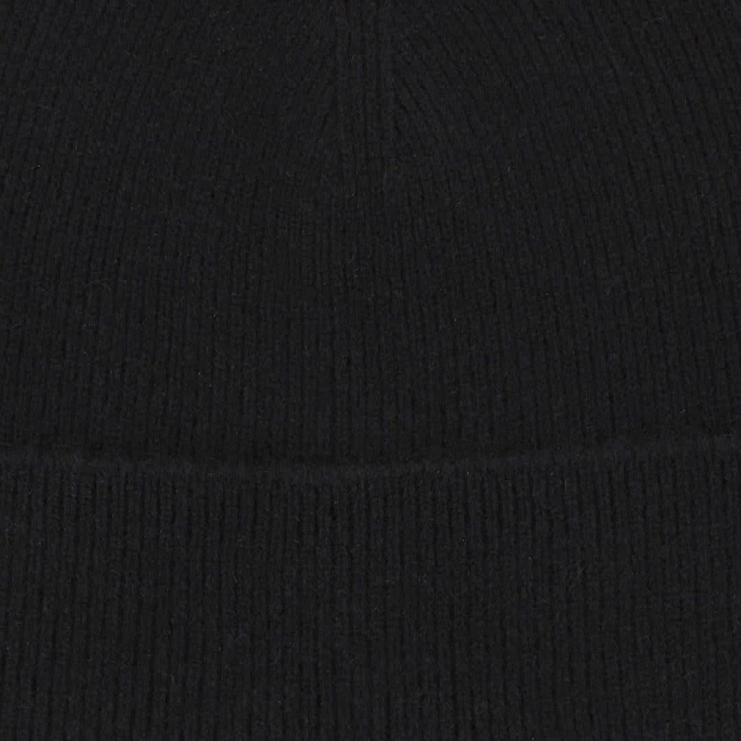 Camden Cashmere Solid Colored Micro Ribbed Beanie - Black