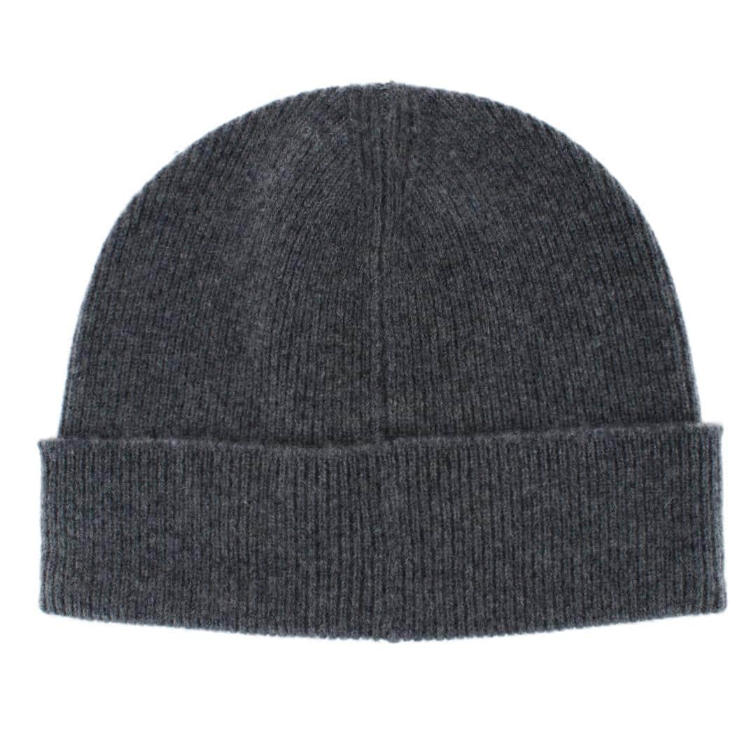 Camden Cashmere Solid Colored Micro Ribbed Beanie - Grey