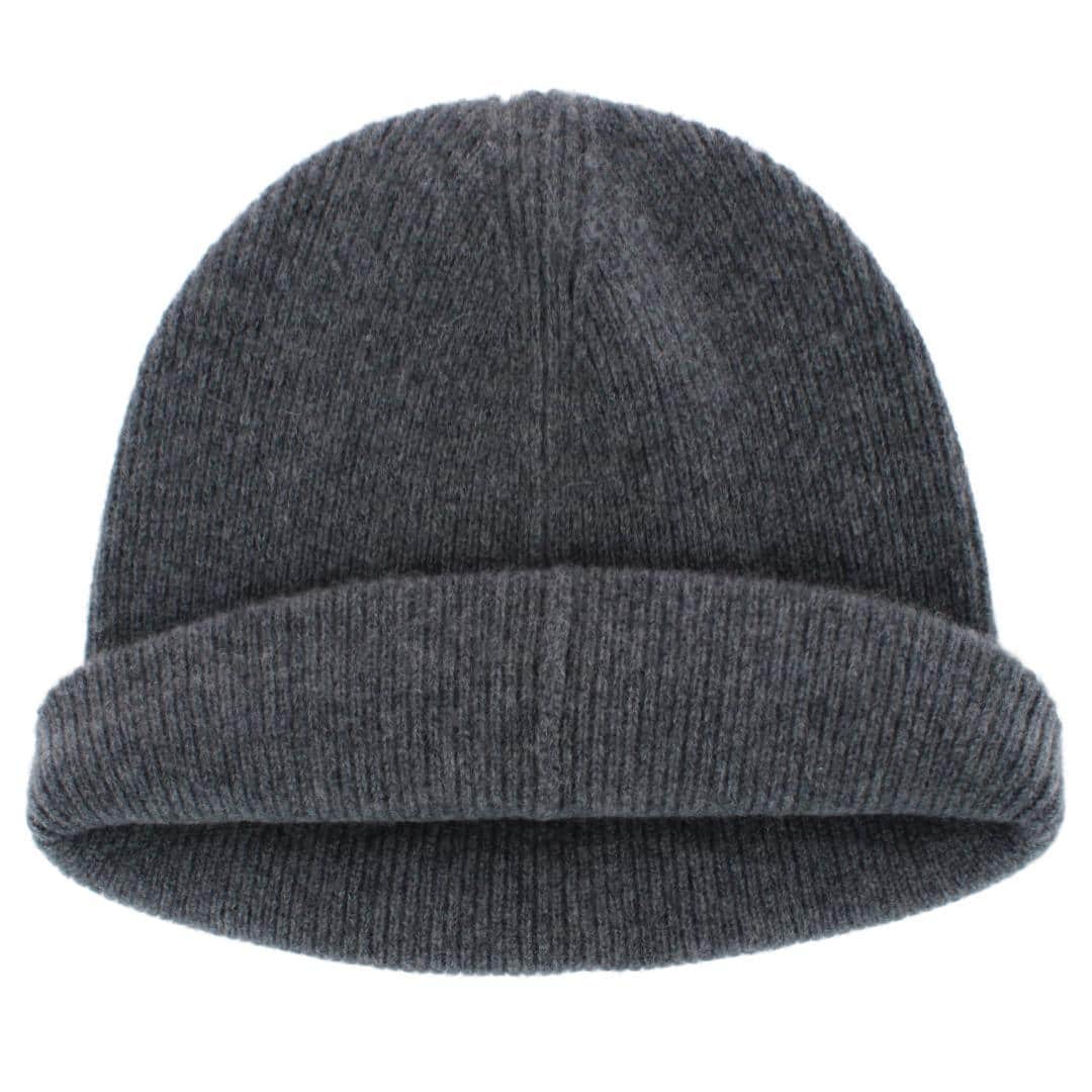 Camden Cashmere Solid Colored Micro Ribbed Beanie - Grey