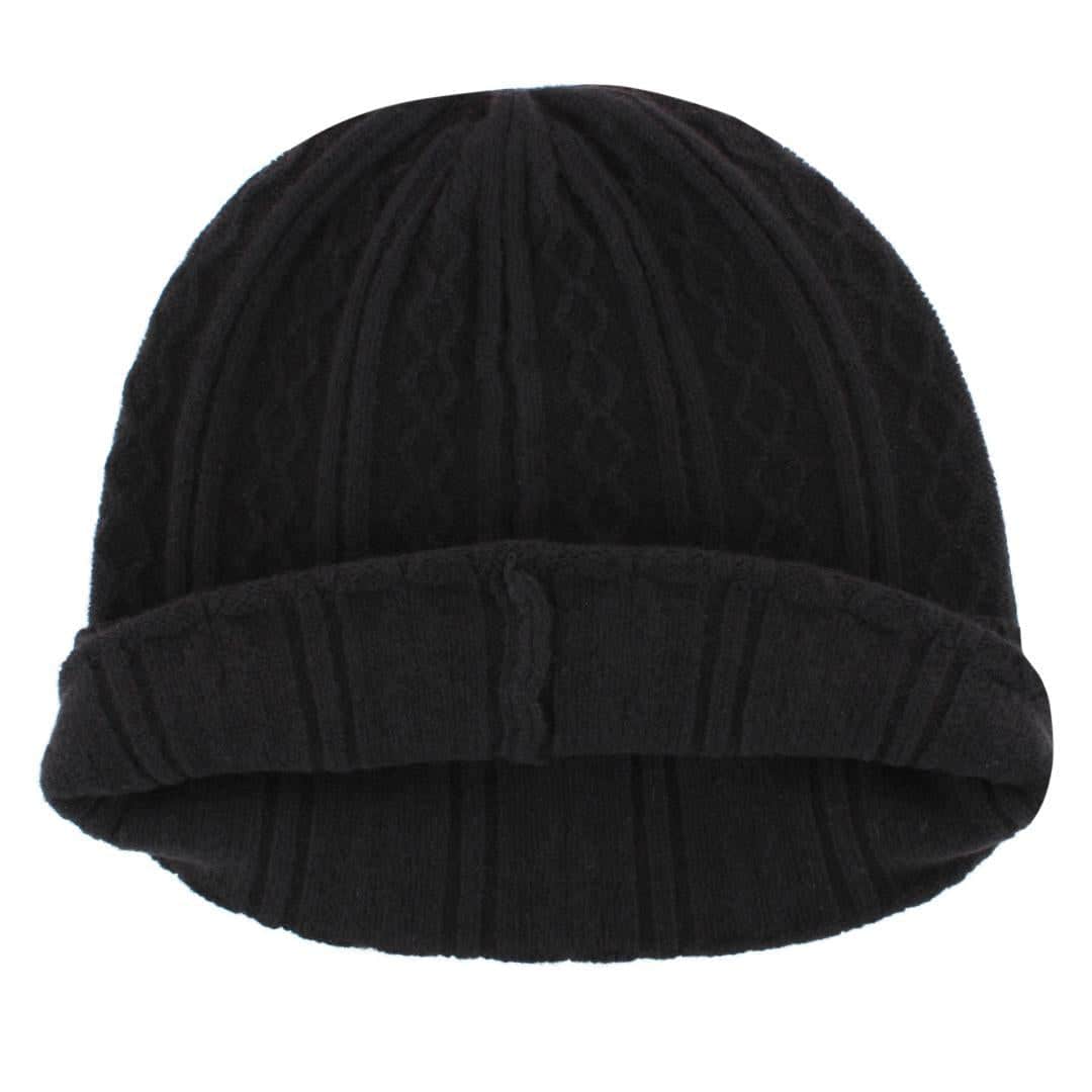 The Windsor Merino Wool Cable Knit Beanie - Black