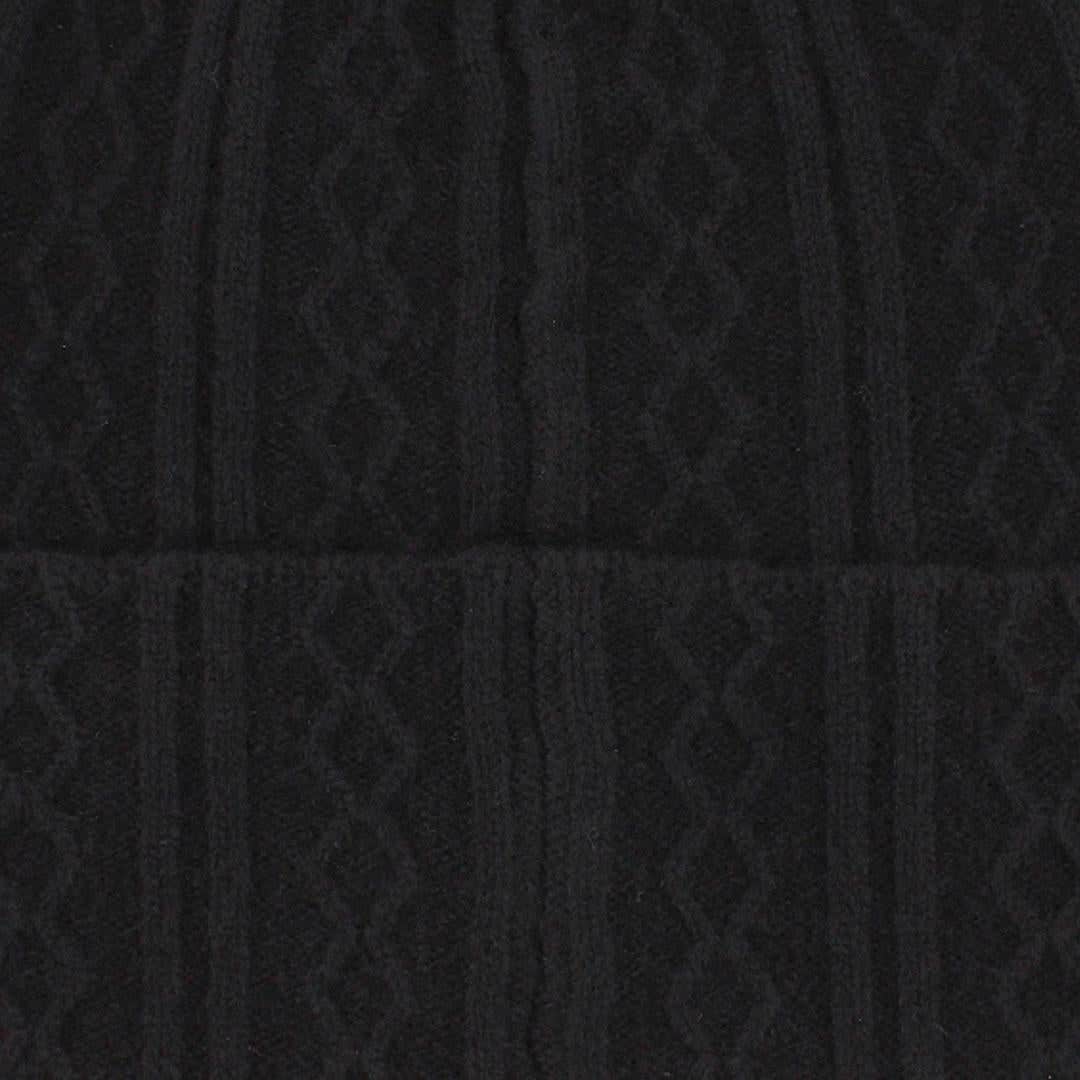 The Windsor Merino Wool Cable Knit Beanie - Black