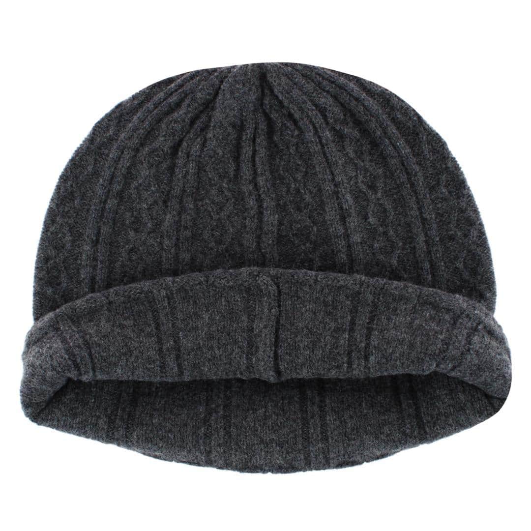 The Windsor Merino Wool Cable Knit Beanie - Grey