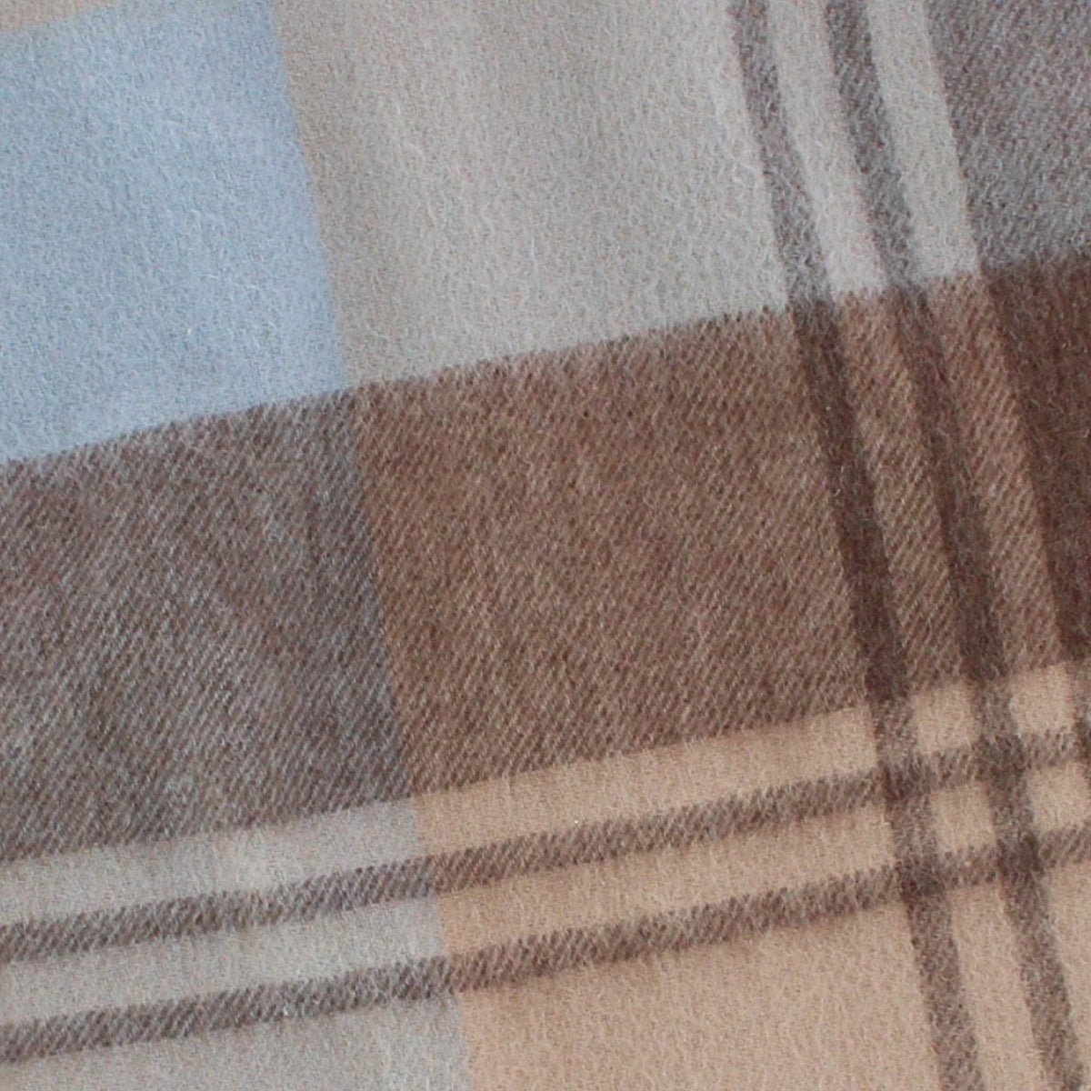 The Windsor Merino Wool Knit Neck Scarf - Brown/Tan/Light Blue Plaid