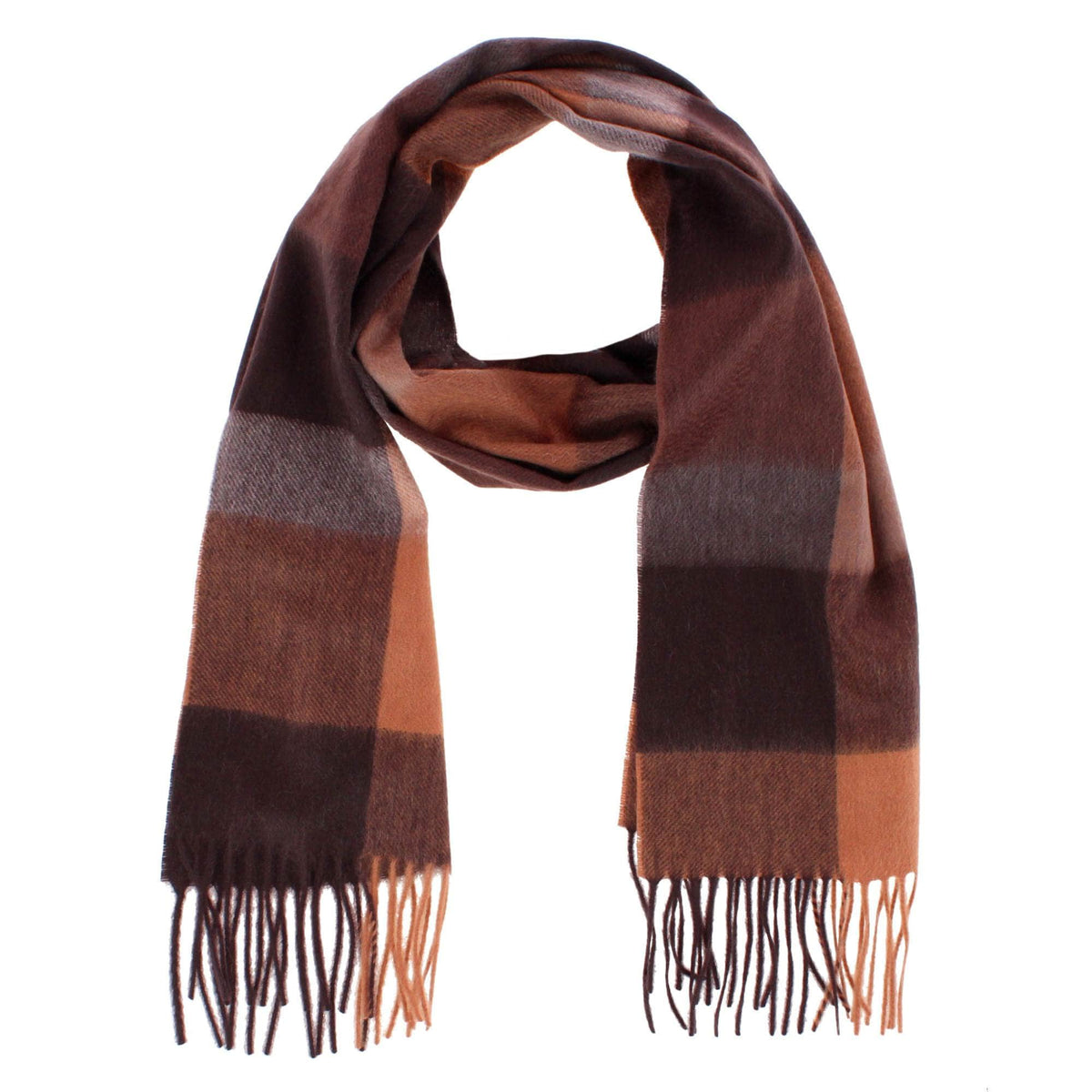 Camden Cashmere Soft and Cozy Neck Scarf - Brown Plaid