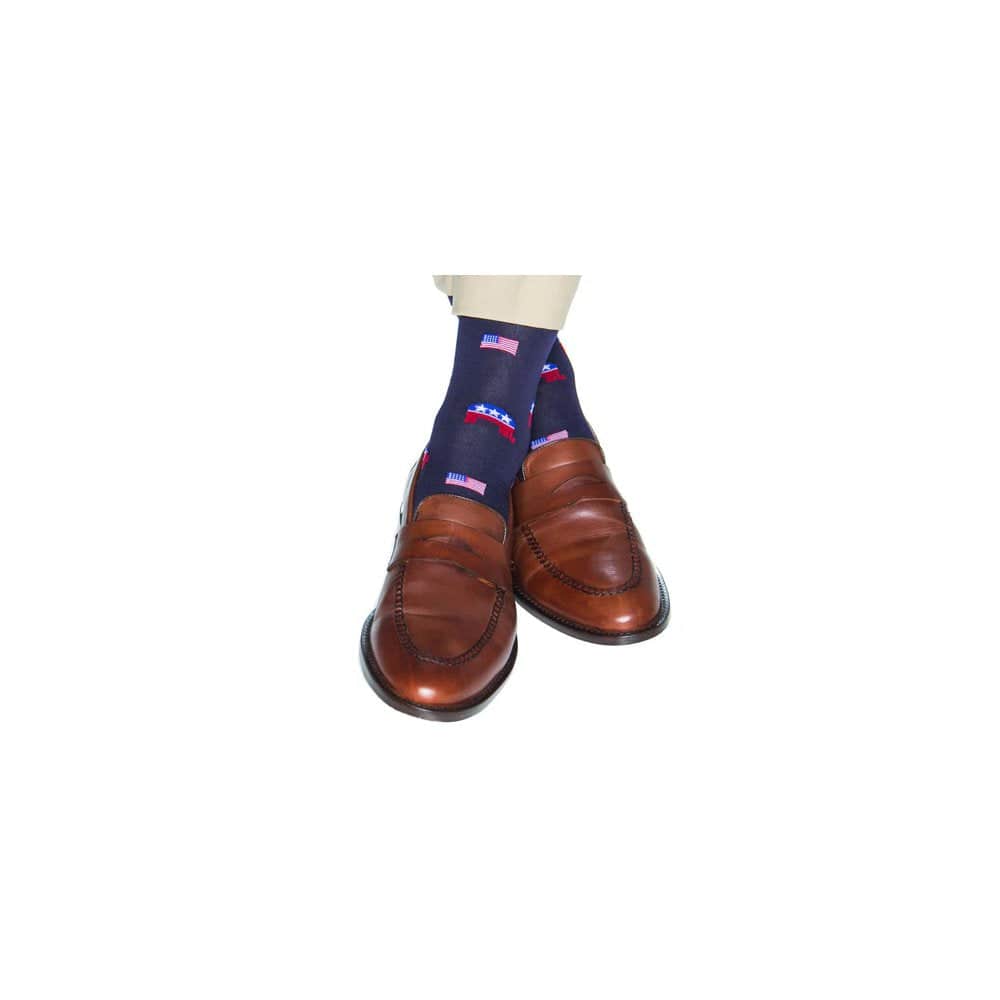 Show Your Support Political Party Over The Calf Socks (1 Pair) - Navy Republican Party