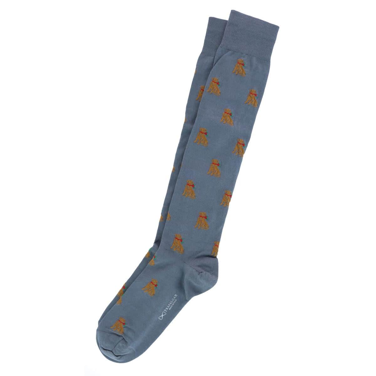 Chestnut the Winter Pup Over The Calf Mercerized Cotton Socks (1 Pair) - Steel Grey