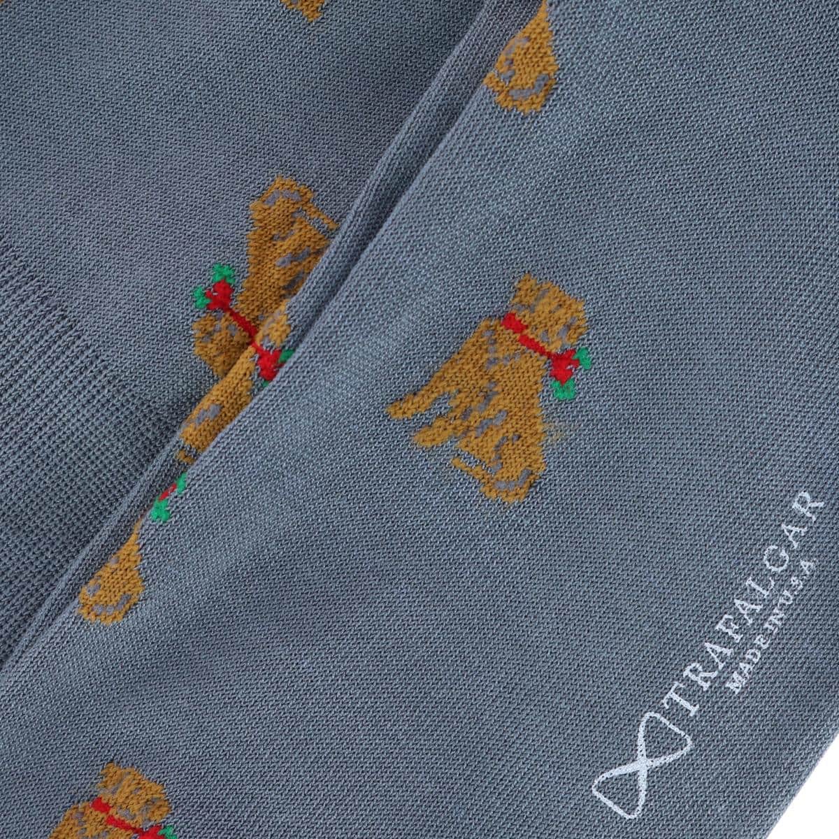Chestnut the Winter Pup Over The Calf Mercerized Cotton Socks (1 Pair) - Steel Grey