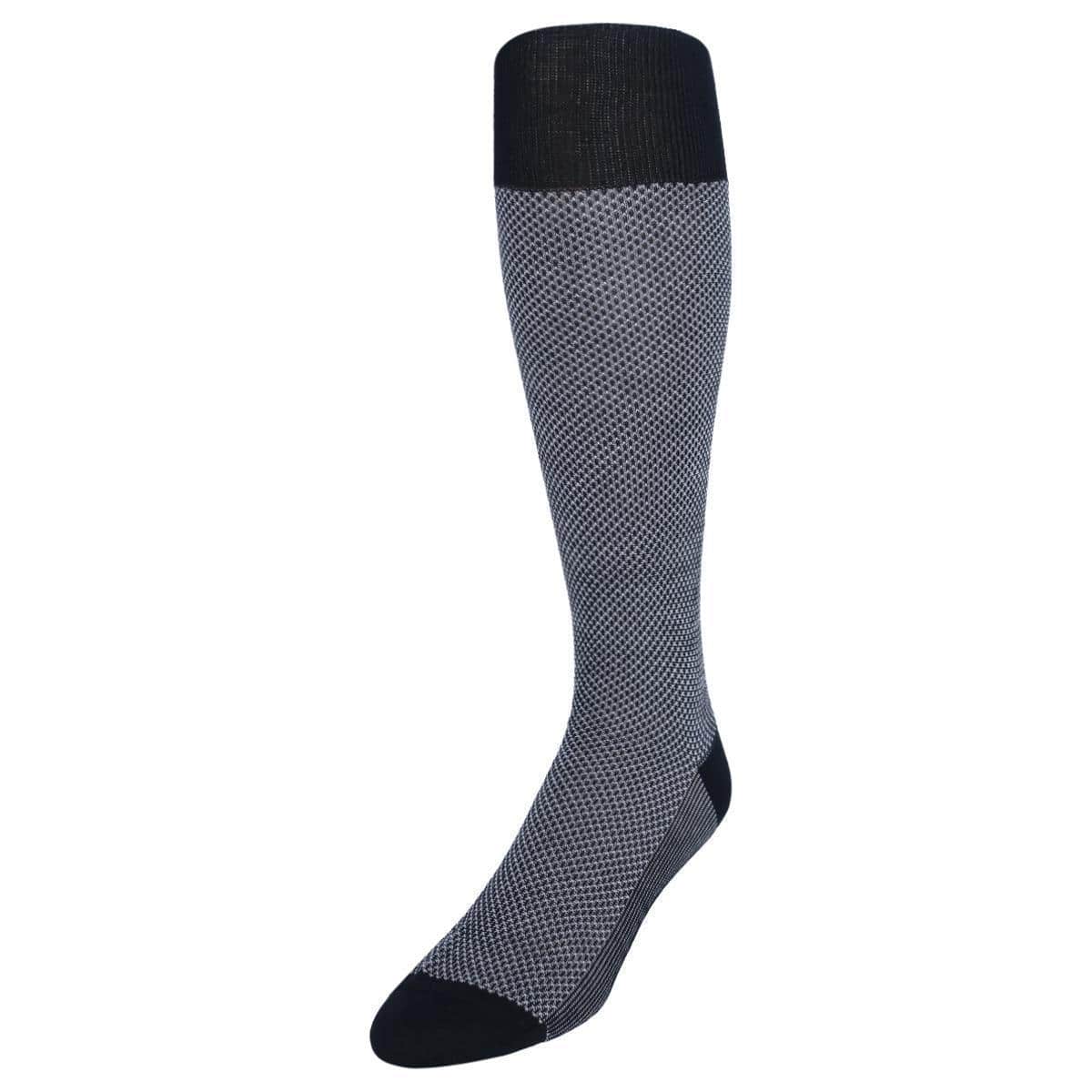 Clayton Birdseye Over The Calf Mercerized Cotton Socks (1Pair) - Black and Ash