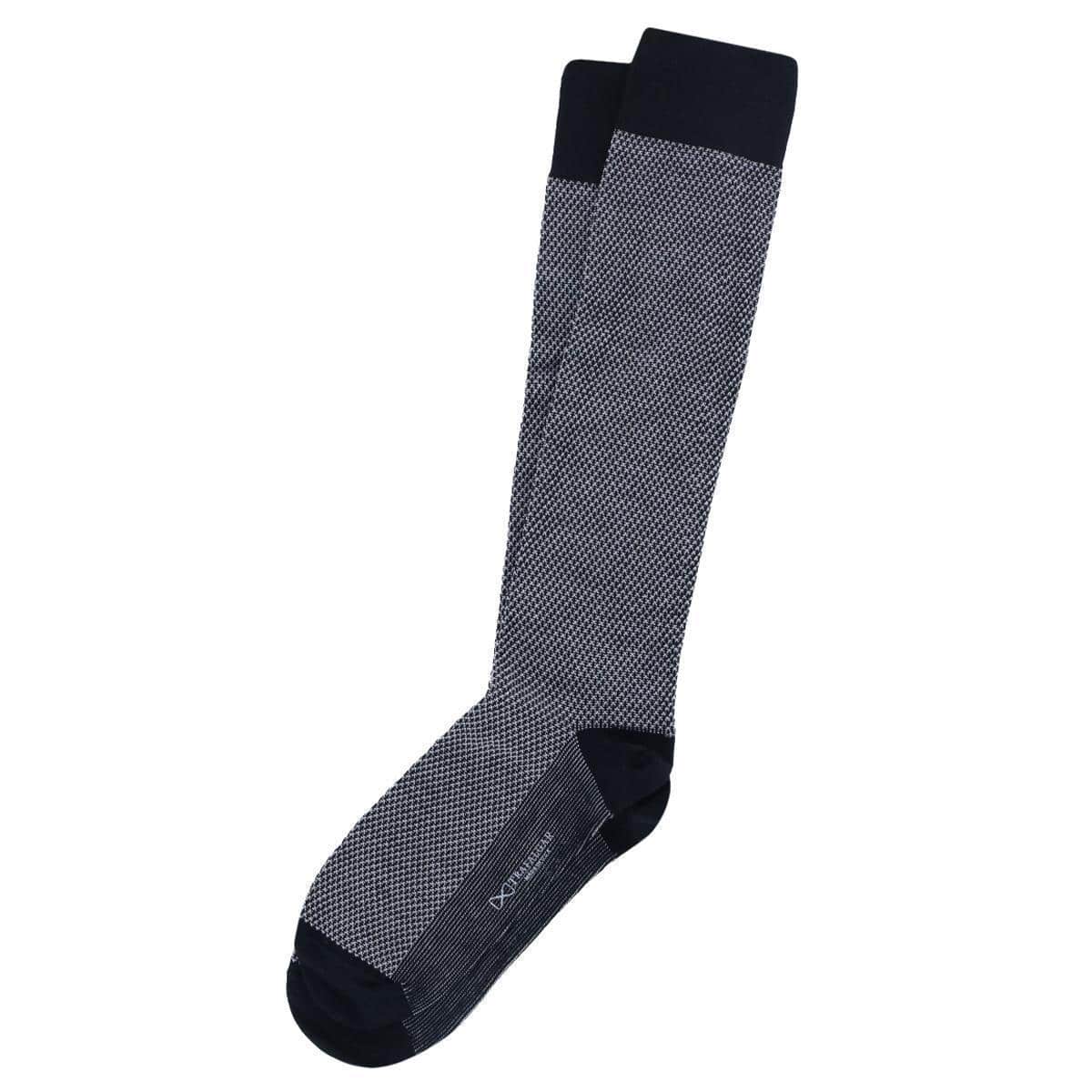 Clayton Birdseye Over The Calf Mercerized Cotton Socks (1Pair) - Black and Ash