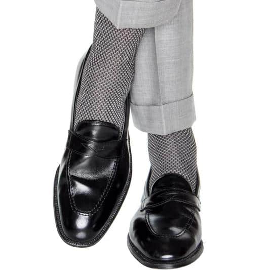 Clayton Birdseye Over The Calf Mercerized Cotton Socks (1Pair) - Black and Ash
