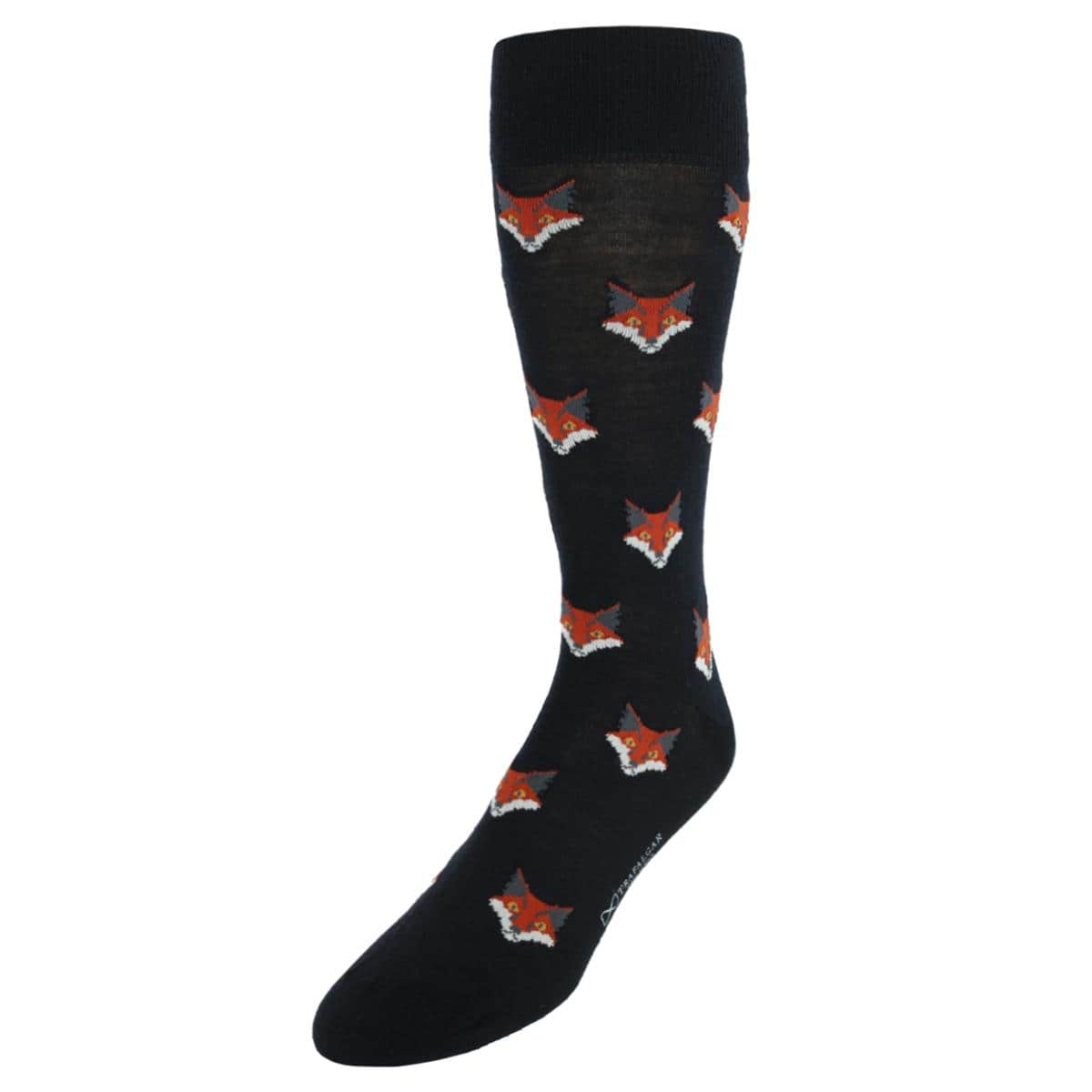 What Did The Fox Say Mid-Calf Mercerized Cotton Novelty Socks (1 Pair) - Black