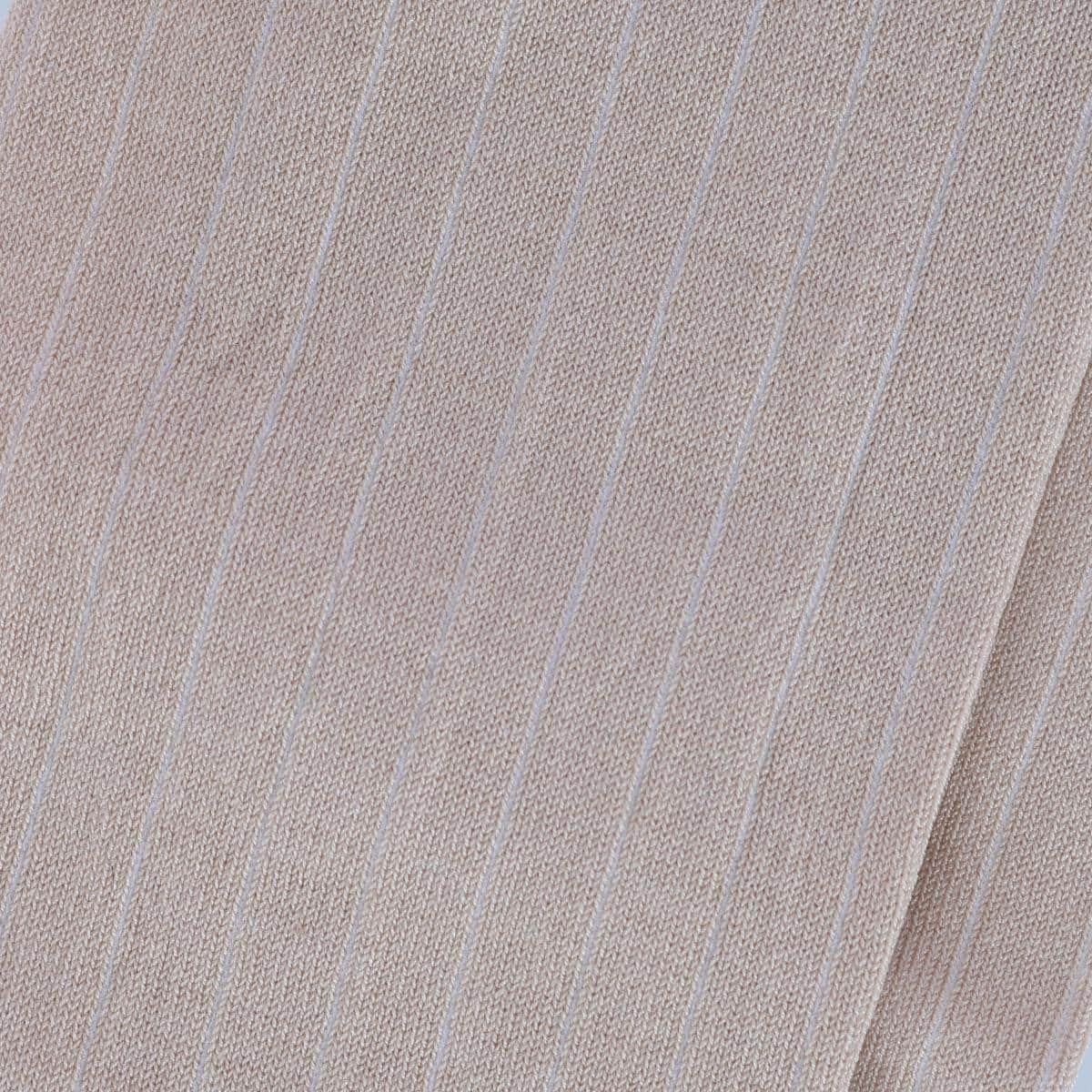 Valentino Vertical Stripe Over the Calf Mercerized Cotton Sock - Tan with White Stripes