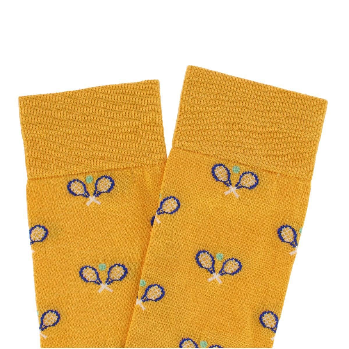 See You At The Club Racquet Ball Over The Calf Novelty Dress Sock (1 Pair) - Yolk Yellow