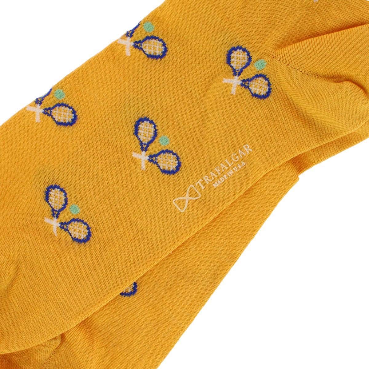 See You At The Club Racquet Ball Over The Calf Novelty Dress Sock (1 Pair) - Yolk Yellow