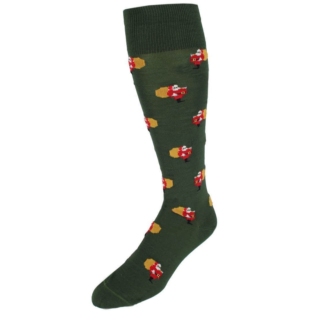 Santa's Delivery Novelty Over The Calf Mercerized Cotton Sock (1 Pair) - Green