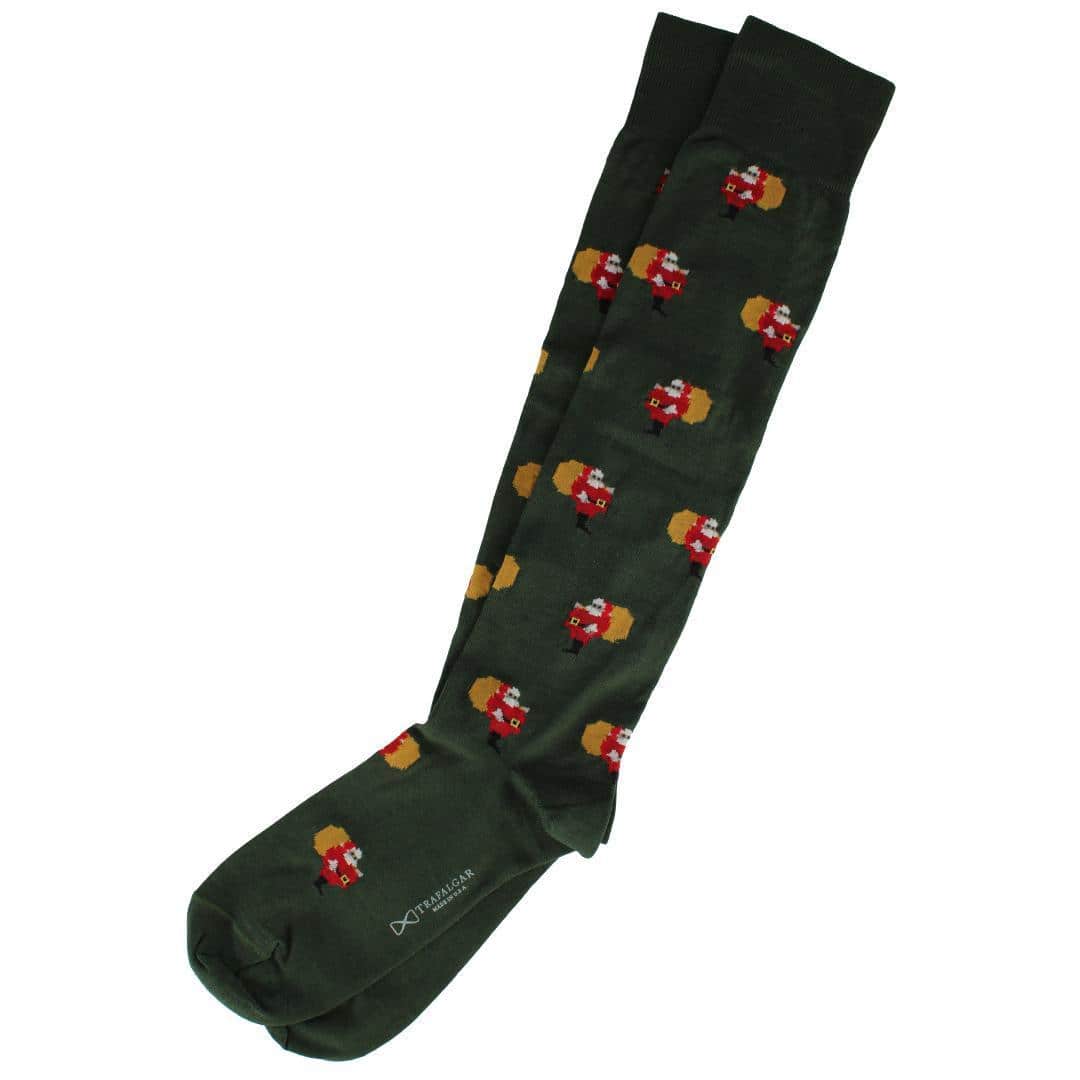 Santa's Delivery Novelty Over The Calf Mercerized Cotton Sock (1 Pair) - Green