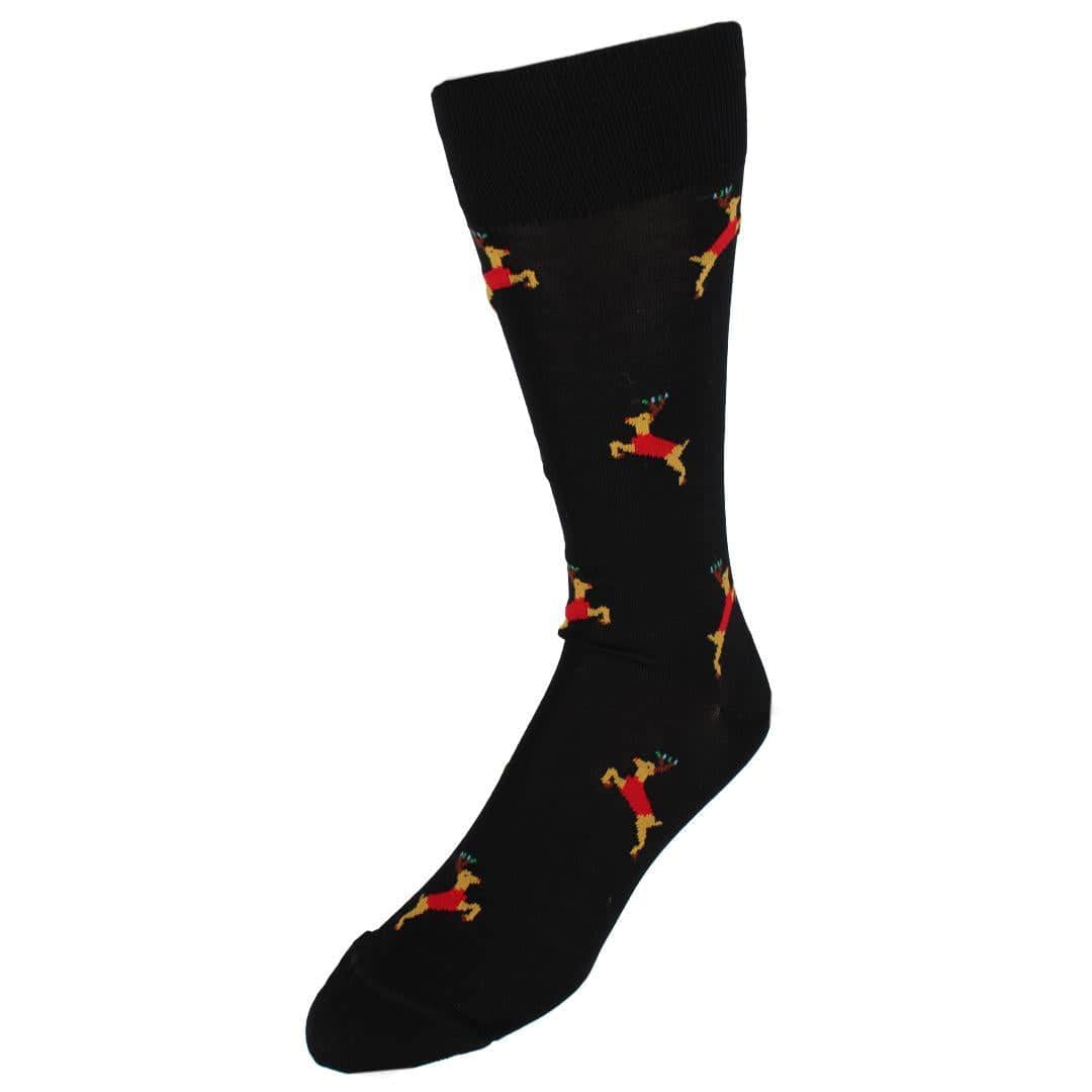 Flying Reindeer on Christmas Eve Novelty Mid Calf Mercerized Cotton Socks (1 Pair)