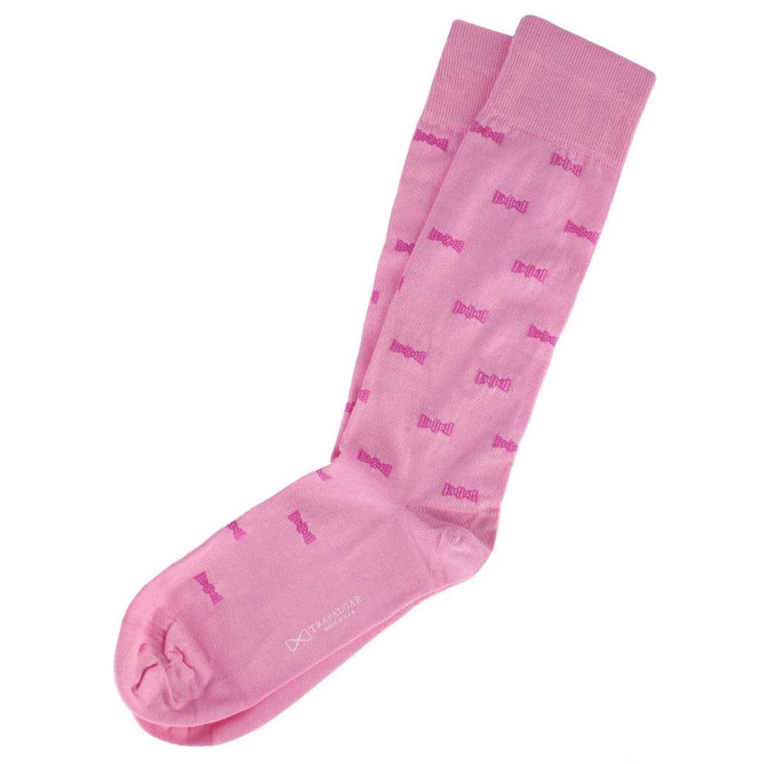 Dapper Bow Tie Novelty Mid Calf Mercerized Cotton Socks (1 Pair) - Pink