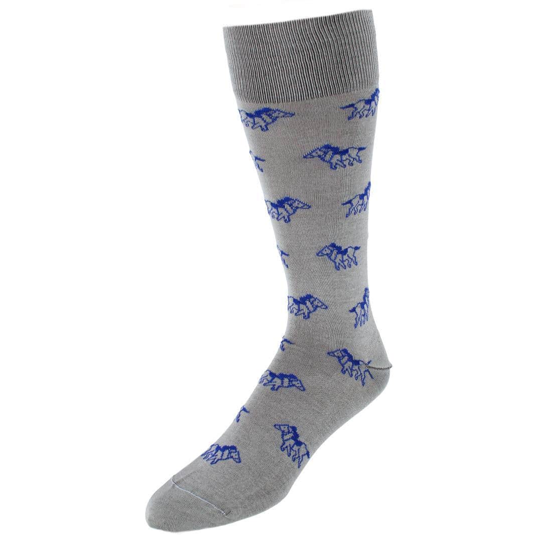 The Winner Jockey and Horse Novelty Mid Calf Mercerized Cotton Sock (1 Pair) - Grey