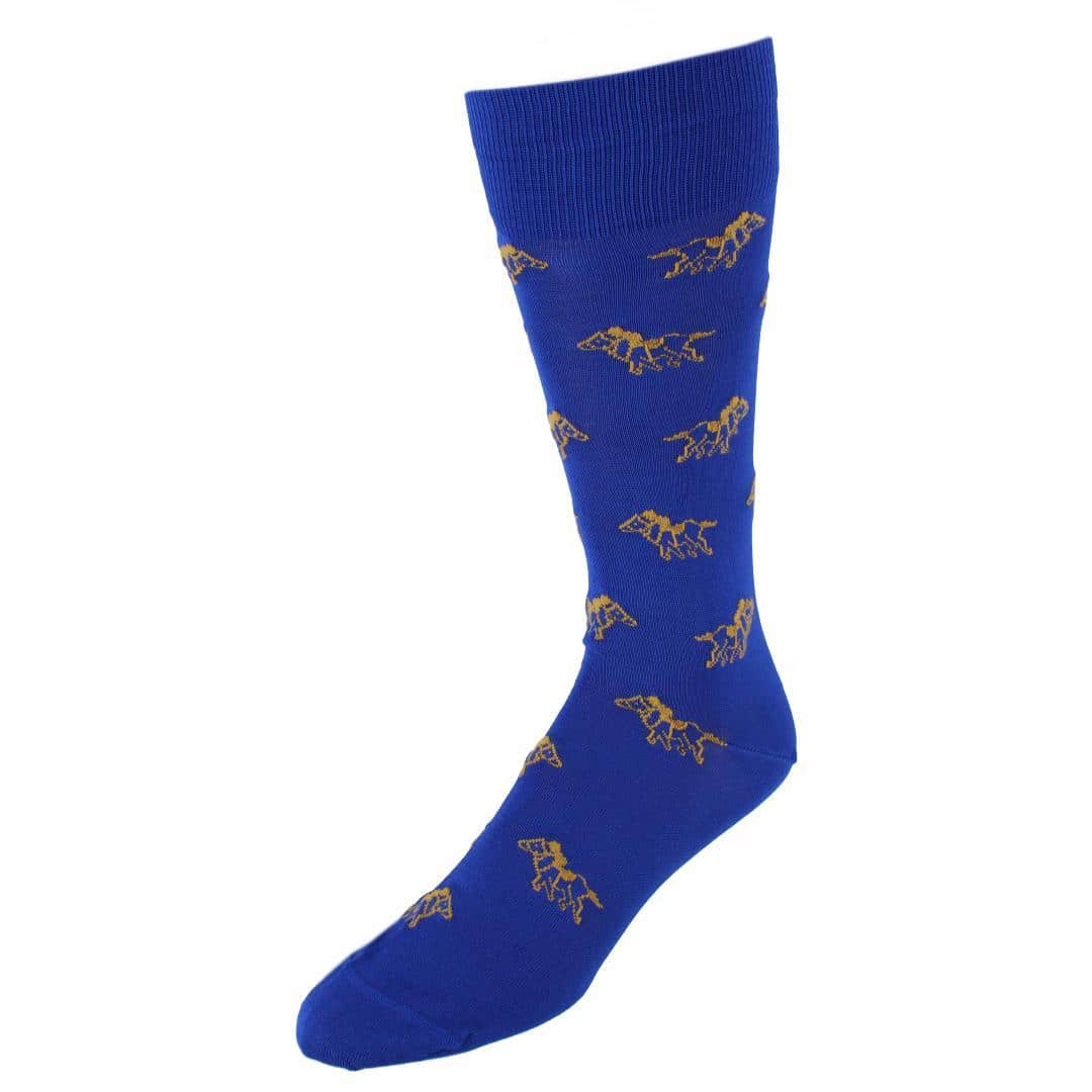 The Winner Jockey and Horse Novelty Mid Calf Mercerized Cotton Sock (1 Pair) - Blue