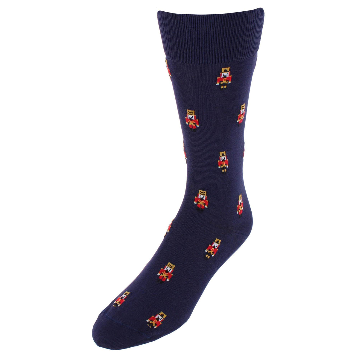 Nutcracker Army Holiday Mid Calf Mercerized Cotton Socks (1 Pair) - Navy