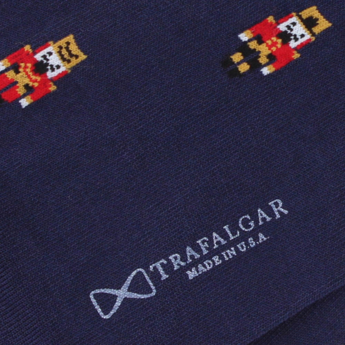 Nutcracker Army Holiday Mid Calf Mercerized Cotton Socks (1 Pair) - Navy